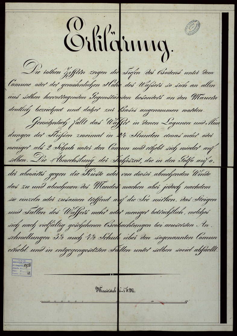 (N:1817) PLAN DER SEE-STADT ADT UND FESTUNG VENEDIG SAMMT HREN LAGUNEN UND DEM DIESE UMGEBEN DEN FESTEN LANDE VON DER MUNDUNG DER ETSCHRIS ZU JENER DER PIAVE. + CENNI SULLA COSTRUZIONE DELLA CARTA ANNO 1849 - FOGLIO 20 DOCUMENTAZIONE (CA004157) Carte e stampe antiche: riproduzione a colori su carta (formato A1)