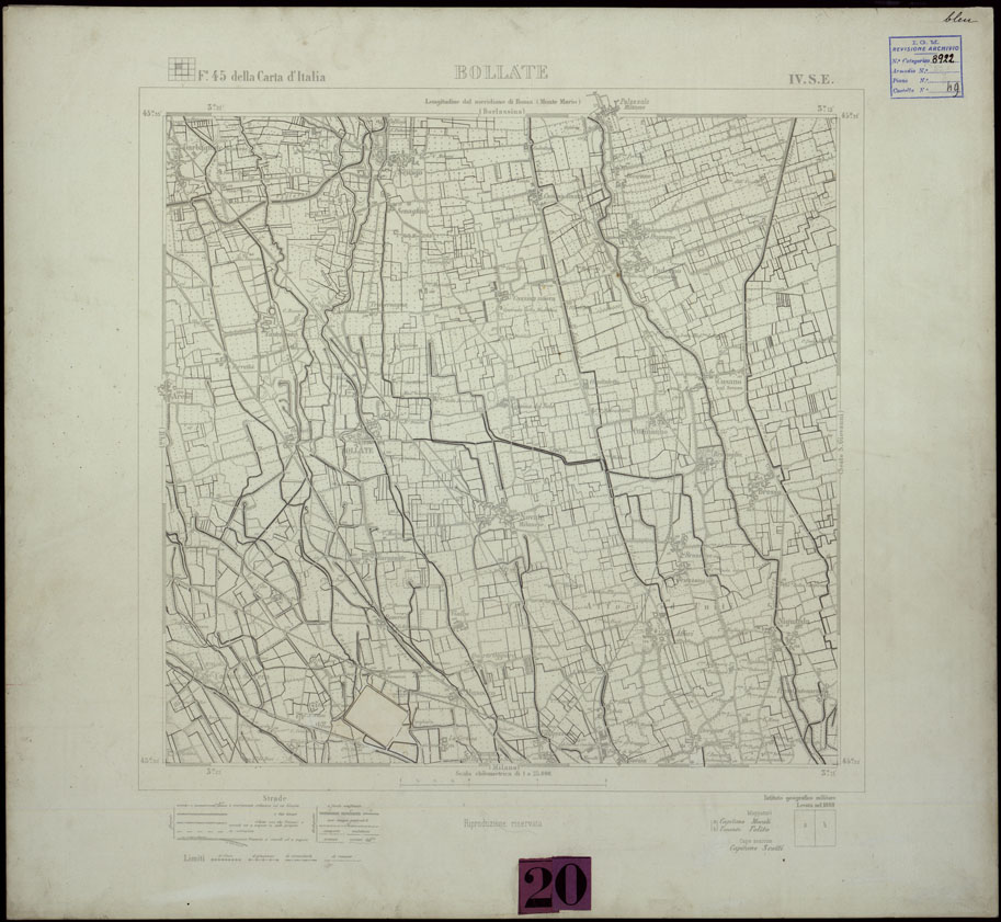 (N:24430) DINTORNI DI MILANO STAMPE A 3 COLORI SEPARATI SU CARTONCINO RIGIDO - BOLLATE IV. S.E. (CA004182) Carte e stampe antiche: riproduzione a colori su carta (formato A1)