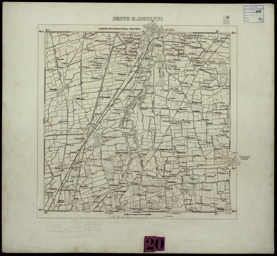 (N:24432) DINTORNI DI MILANO STAMPE A 3 COLORI SEPARATI SU CARTONCINO RIGIDO - SESTO SAN GIOVANNI (CA004184) Carte e stampe antiche: riproduzione a colori su carta (formato A1)