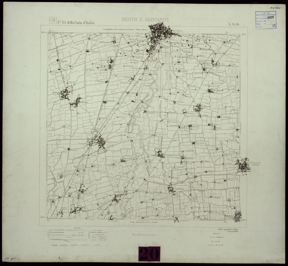 (N:24434) DINTORNI DI MILANO STAMPE A 3 COLORI SEPARATI SU CARTONCINO RIGIDO - SESTO SAN GIOVANNI I. S.O. (CA004186) Carte e stampe antiche: riproduzione a colori su carta (formato A1)