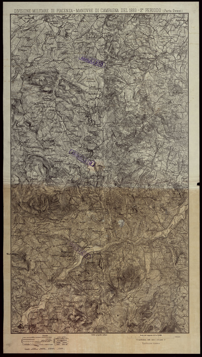 (N:24445) DIVISIONE MILITARE DI PIACENZA - MANOVRE DI CAMPAGNA DEL 1893 - 2 PERIODO (PARTE OVEST) - FOGLIO 14 (CA004216) Carte e stampe antiche: riproduzione a colori su carta (formato A1)