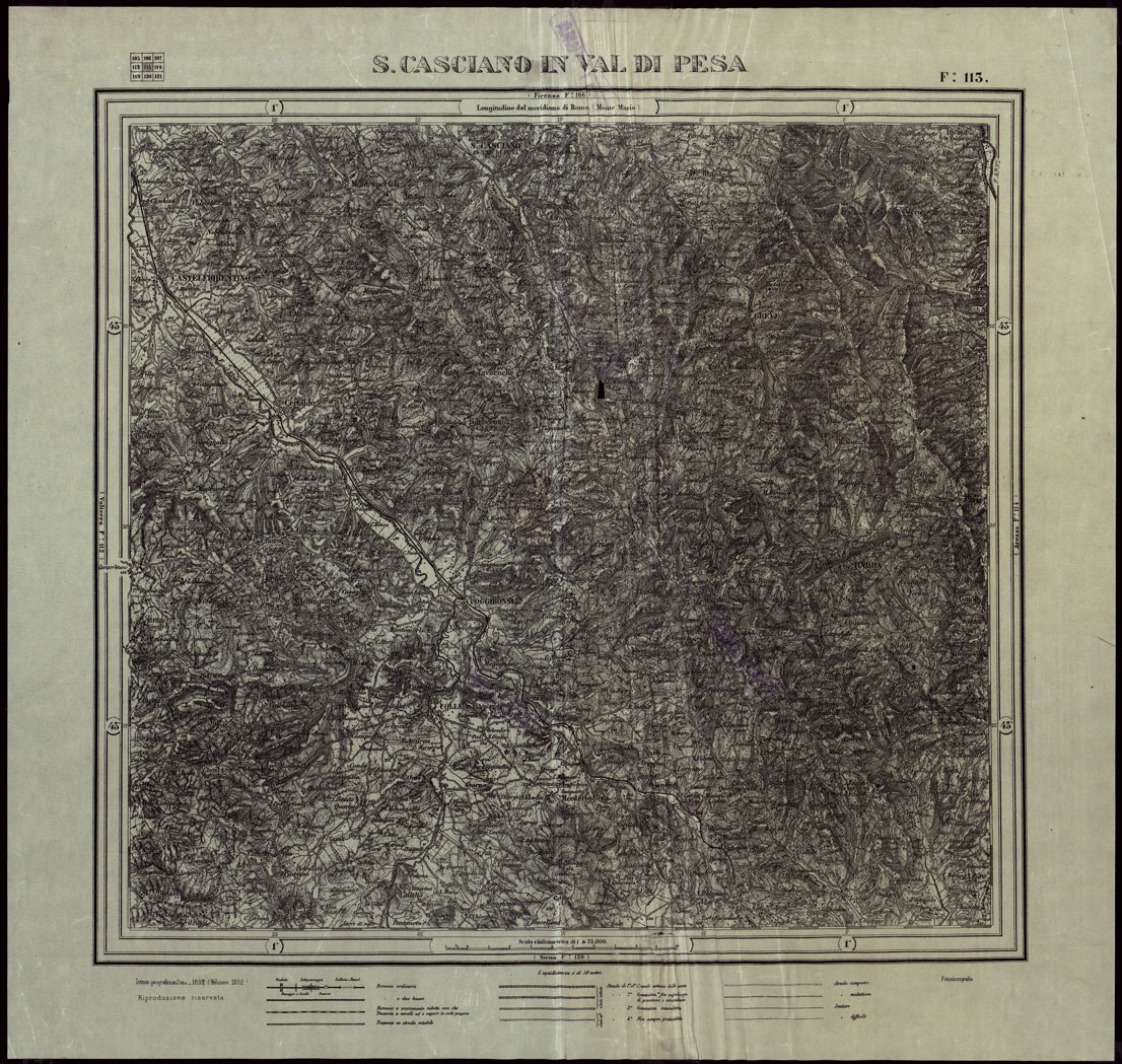 (N:24449) SAN CASCIANO VAL DI PESA - F.113 (CA004220) Carte e stampe antiche: riproduzione a colori su carta (formato A1)