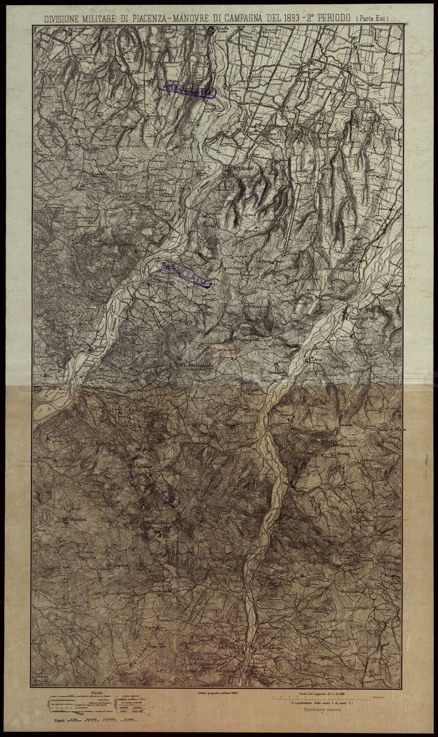 (N:24665) MANOVRE DI CAMPAGNA  DEL 1893 - F.19 TONALE (CA004221) Carte e stampe antiche: riproduzione a colori su carta (formato A1)