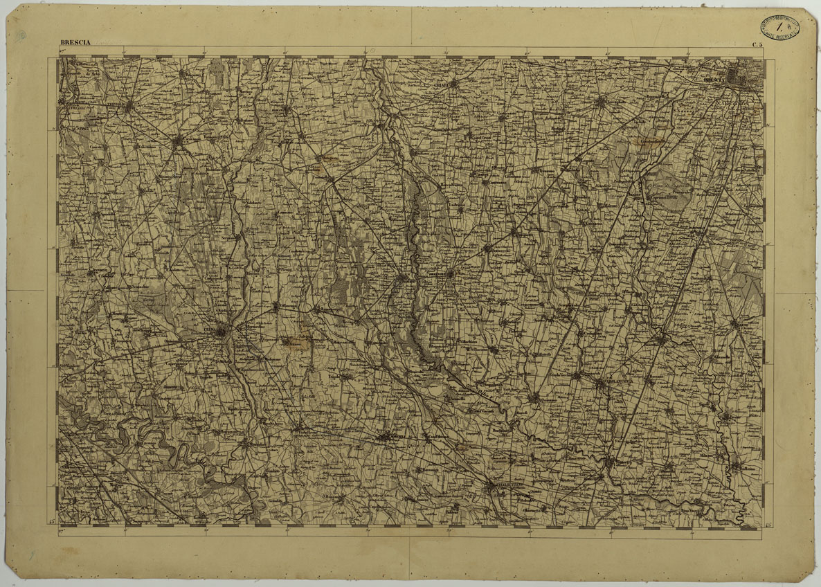 (N:11709) CARTA TOPOGRAFICA DELLA LOMBARDIA, DEL VENETO E DELL'ITALIA CENTRALE IN 88 FOGLI - C.5 BRESCIA (CA004251) Carte e stampe antiche: riproduzione a colori su carta (formato A1)