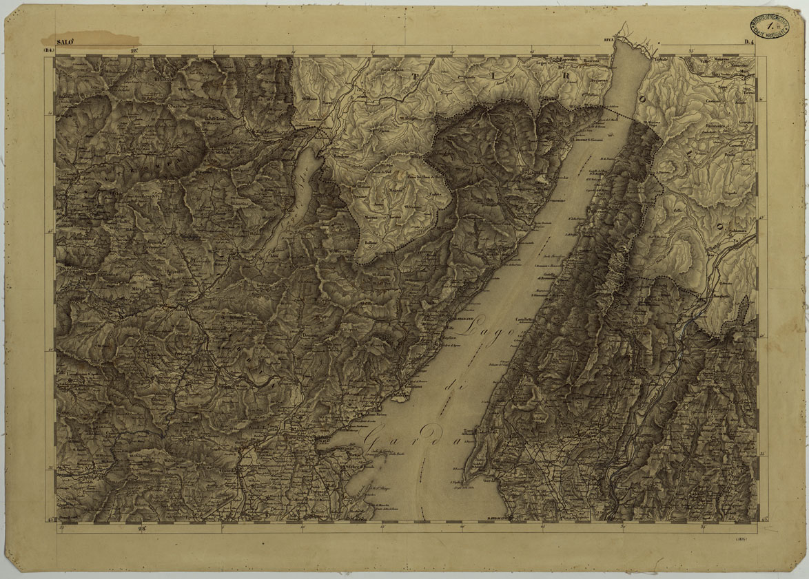 (N:11721) CARTA TOPOGRAFICA DELLA LOMBARDIA, DEL VENETO E DELL'ITALIA CENTRALE IN 88 FOGLI - D.4 SALO' (CA004256) Carte e stampe antiche: riproduzione a colori su carta (formato A1)