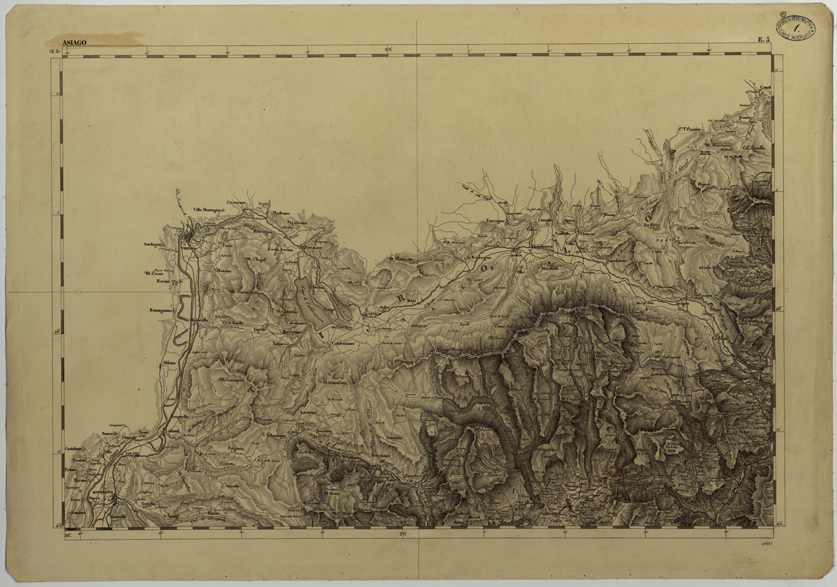 (N:11732) CARTA TOPOGRAFICA DELLA LOMBARDIA, DEL VENETO E DELL'ITALIA CENTRALE IN 88 FOGLI - E.3 ASIAGO (CA004259) Carte e stampe antiche: riproduzione a colori su carta (formato A1)