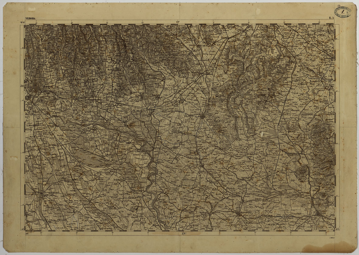 (N:11734) CARTA TOPOGRAFICA DELLA LOMBARDIA, DEL VENETO E DELL'ITALIA CENTRALE IN 88 FOGLI - E.5 VERONA (CA004261) Carte e stampe antiche: riproduzione a colori su carta (formato A1)