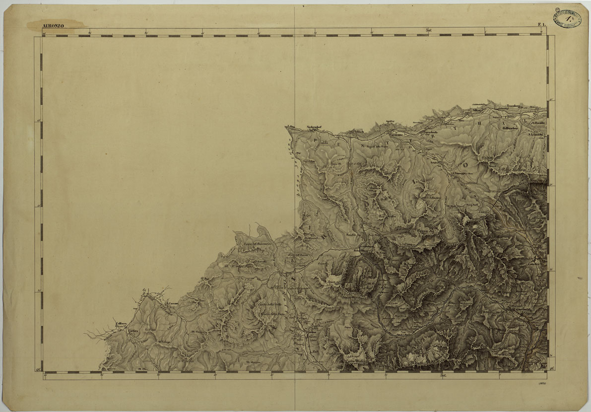 (N:11749) CARTA TOPOGRAFICA DELLA LOMBARDIA, DEL VENETO E DELL'ITALIA CENTRALE IN 88 FOGLI - F.1 AURONZO (CA004263) Carte e stampe antiche: riproduzione a colori su carta (formato A1)