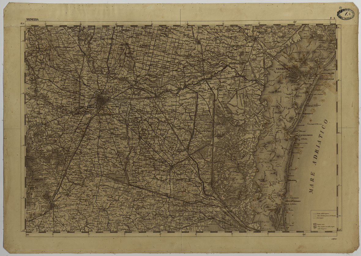 (N:11753) CARTA TOPOGRAFICA DELLA LOMBARDIA, DEL VENETO E DELL'ITALIA CENTRALE IN 88 FOGLI - F.5 VENEZIA (CA004267) Carte e stampe antiche: riproduzione a colori su carta (formato A1)