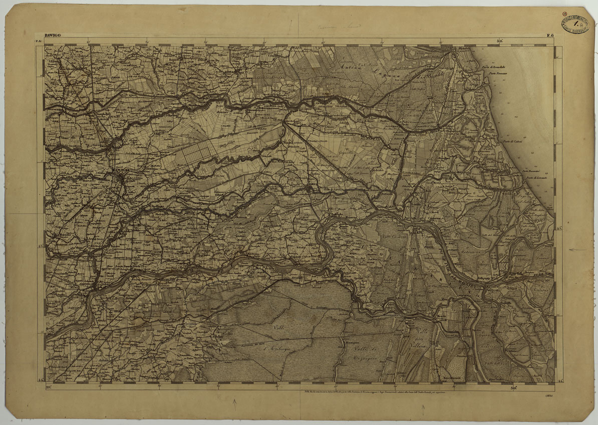 (N:11754) CARTA TOPOGRAFICA DELLA LOMBARDIA, DEL VENETO E DELL'ITALIA CENTRALE IN 88 FOGLI - F.7 ROVIGO (CA004268) Carte e stampe antiche: riproduzione a colori su carta (formato A1)