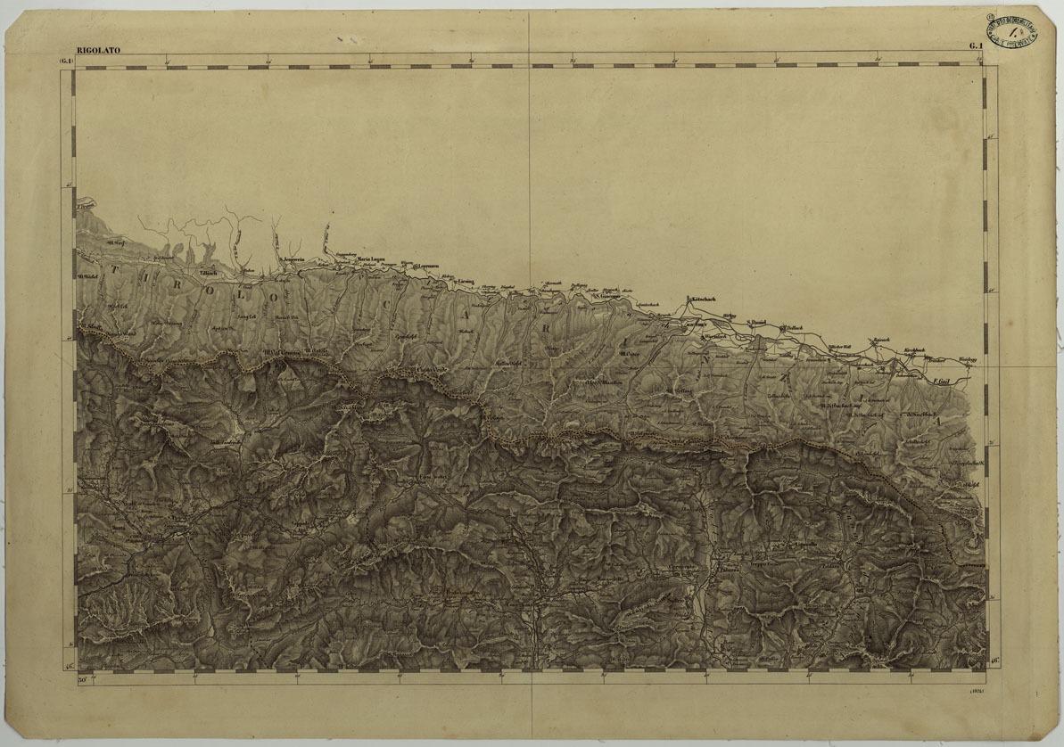(N:11764) CARTA TOPOGRAFICA DELLA LOMBARDIA, DEL VENETO E DELL'ITALIA CENTRALE IN 88 FOGLI - G.1 RIGOLATO (CA004269) Carte e stampe antiche: riproduzione a colori su carta (formato A1)