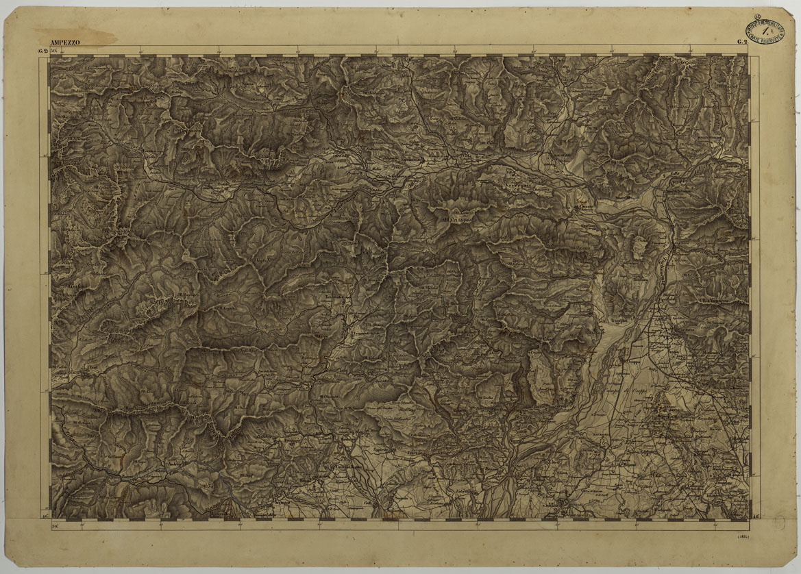 (N:11765) CARTA TOPOGRAFICA DELLA LOMBARDIA, DEL VENETO E DELL'ITALIA CENTRALE IN 88 FOGLI - G.2 AMPEZZO (CA004270) Carte e stampe antiche: riproduzione a colori su carta (formato A1)