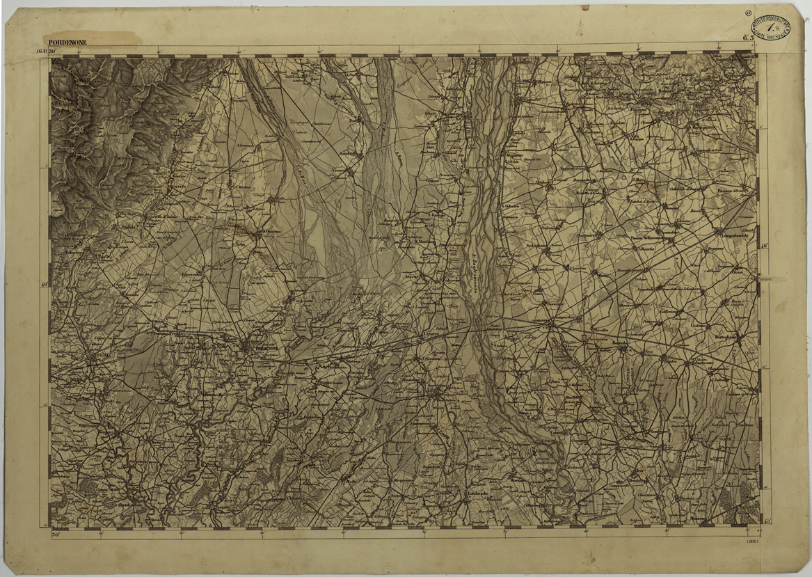 (N:11766) CARTA TOPOGRAFICA DELLA LOMBARDIA, DEL VENETO E DELL'ITALIA CENTRALE IN 88 FOGLI - G.3 PORDENONE (CA004271) Carte e stampe antiche: riproduzione a colori su carta (formato A1)