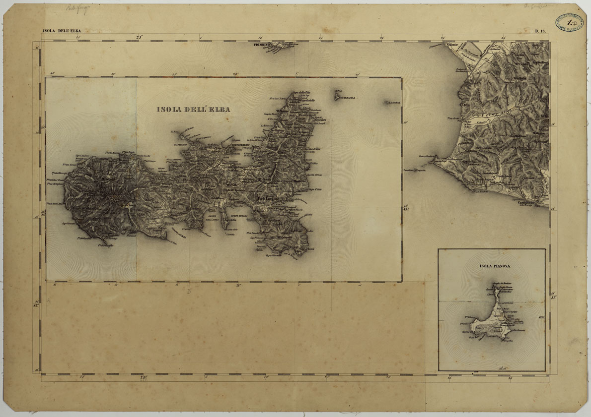 (N:11718) CARTA TOPOGRAFICA DELLA LOMBARDIA, DEL VENETO E DELL'ITALIA CENTRALE - CARTA DEGLI EX DUCATI DI PARMA, PIACENZA E MODENA - D.13 ISOLA D'ELBA ISOLA PIANOSA (CA004300) Carte e stampe antiche: riproduzione a colori su carta (formato A1)