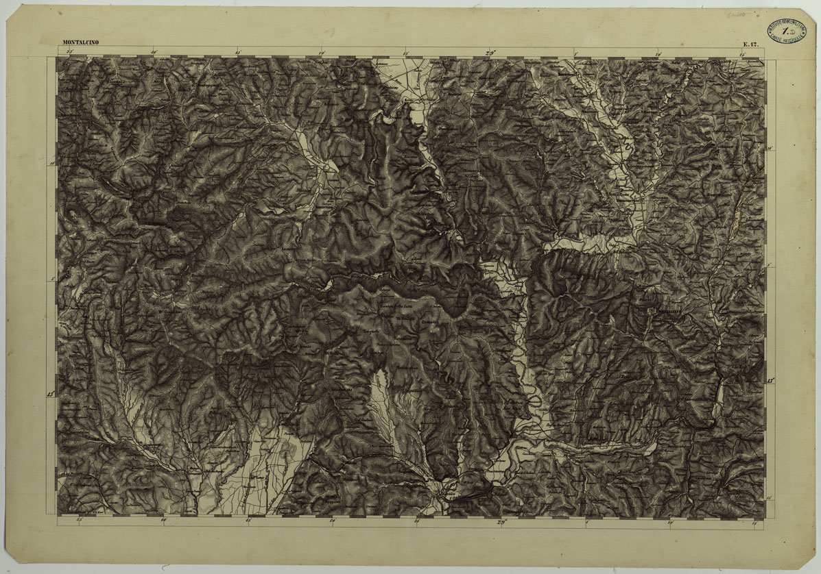 (N:11729) CARTA TOPOGRAFICA DELLA LOMBARDIA, DEL VENETO E DELL'ITALIA CENTRALE - CARTA DEGLI EX DUCATI DI PARMA, PIACENZA E MODENA - E.12 MONTALCINO (CA004303) Carte e stampe antiche: riproduzione a colori su carta (formato A1)