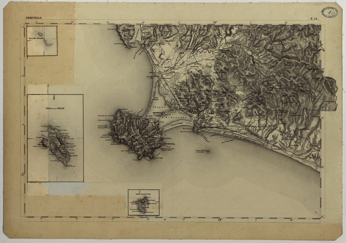 (N:11731) CARTA TOPOGRAFICA DELLA LOMBARDIA, DEL VENETO E DELL'ITALIA CENTRALE - CARTA DEGLI EX DUCATI DI PARMA, PIACENZA E MODENA - E.14 ORBETELLO (CA004305) Carte e stampe antiche: riproduzione a colori su carta (formato A1)