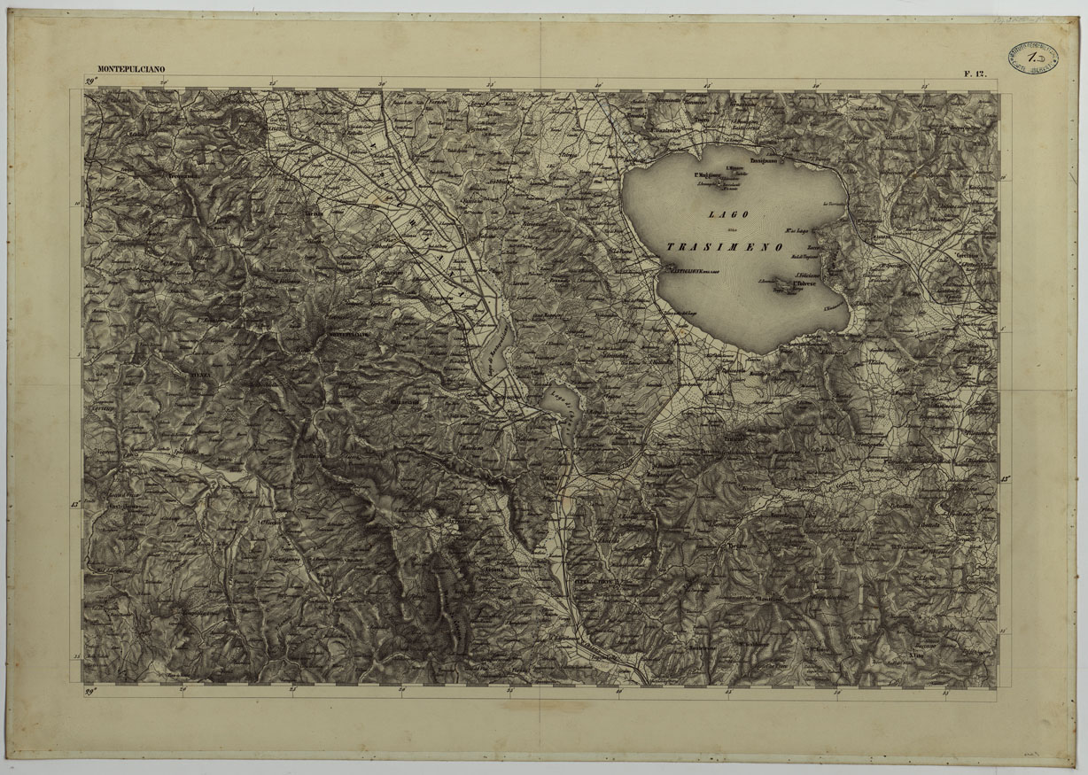 (N:11741) CARTA TOPOGRAFICA DELLA LOMBARDIA, DEL VENETO E DELL'ITALIA CENTRALE - CARTA DEGLI EX DUCATI DI PARMA, PIACENZA E MODENA - F.12 MONTEPULCIANO (CA004311) Carte e stampe antiche: riproduzione a colori su carta (formato A1)