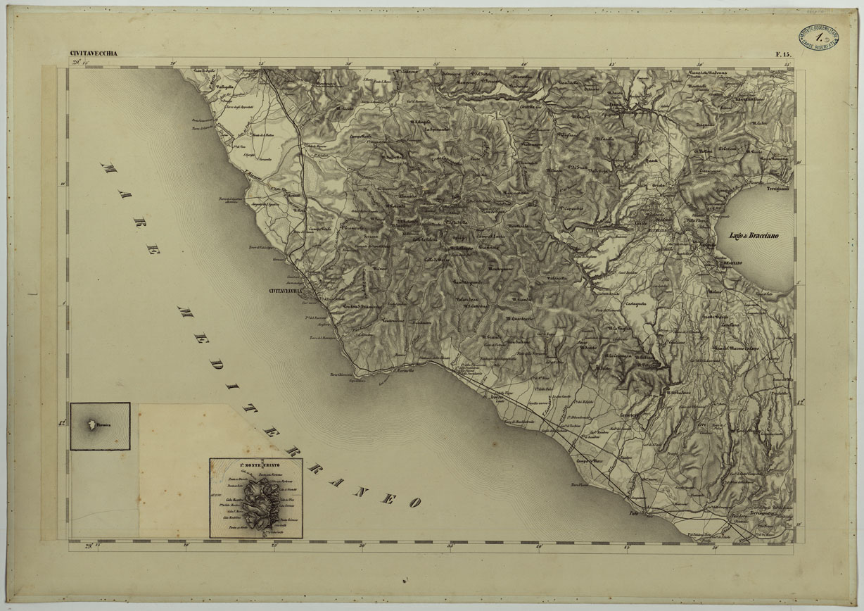 (N:11744) CARTA TOPOGRAFICA DELLA LOMBARDIA, DEL VENETO E DELL'ITALIA CENTRALE - CARTA DEGLI EX DUCATI DI PARMA, PIACENZA E MODENA - F.15 CIVITAVECCHIA (CA004314) Carte e stampe antiche: riproduzione a colori su carta (formato A1)