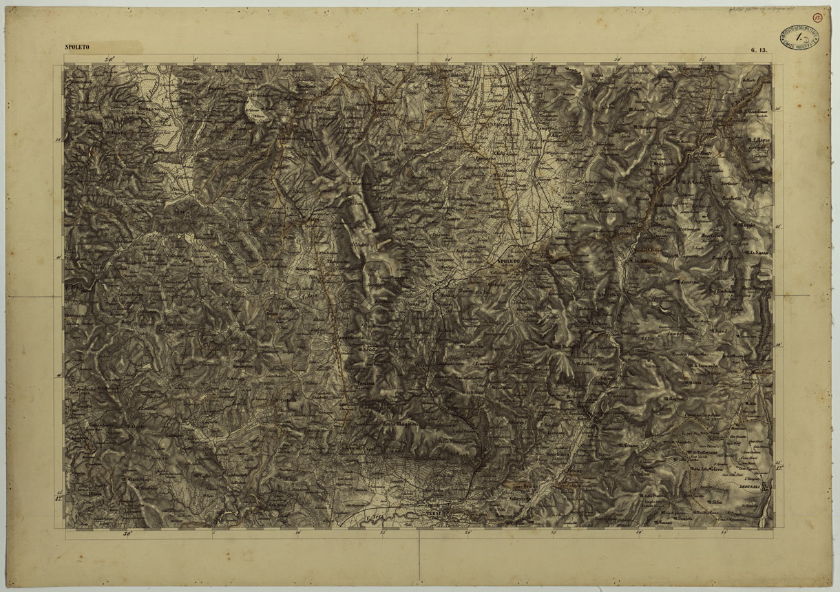 (N:11758) CARTA TOPOGRAFICA DELLA LOMBARDIA, DEL VENETO E DELL'ITALIA CENTRALE - CARTA DEGLI EX DUCATI DI PARMA, PIACENZA E MODENA - G.13 SPOLETO (CA004320) Carte e stampe antiche: riproduzione a colori su carta (formato A1)