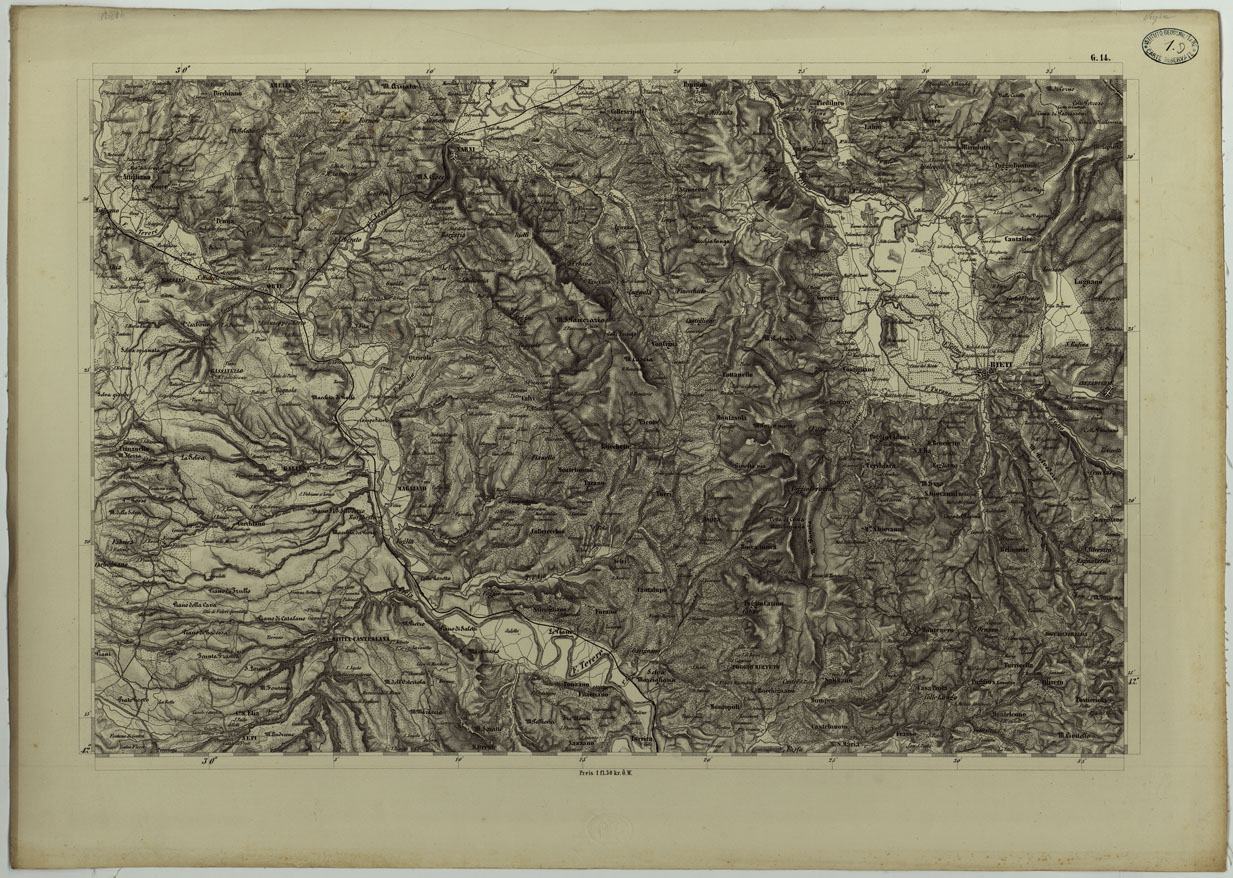 (N:11759) CARTA TOPOGRAFICA DELLA LOMBARDIA, DEL VENETO E DELL'ITALIA CENTRALE - CARTA DEGLI EX DUCATI DI PARMA, PIACENZA E MODENA  - G.14 (CA004321) Carte e stampe antiche: riproduzione a colori su carta (formato A1)