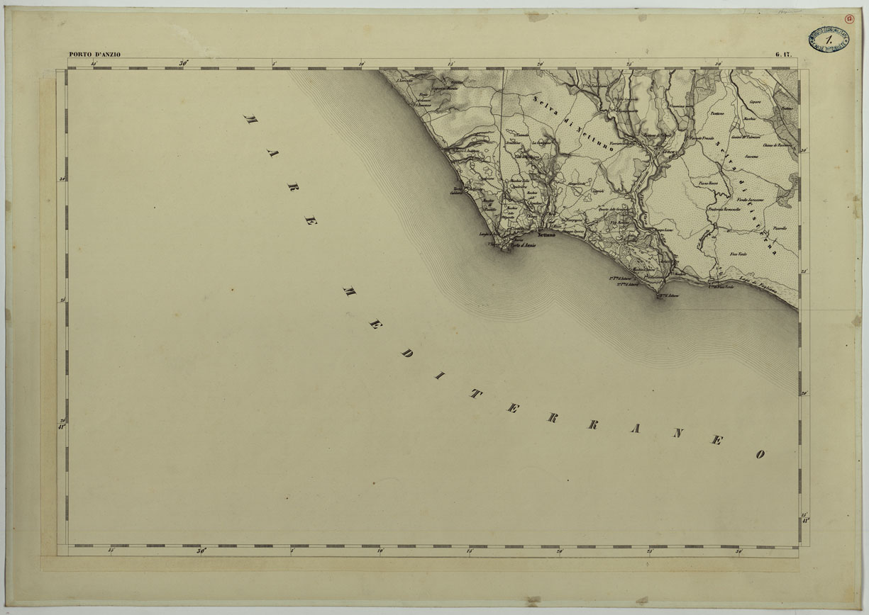 (N:11762) CARTA TOPOGRAFICA DELLA LOMBARDIA, DEL VENETO E DELL'ITALIA CENTRALE - CARTA DEGLI EX DUCATI DI PARMA, PIACENZA E MODENA - G.17 PORTO D'ANZIO (CA004324) Carte e stampe antiche: riproduzione a colori su carta (formato A1)