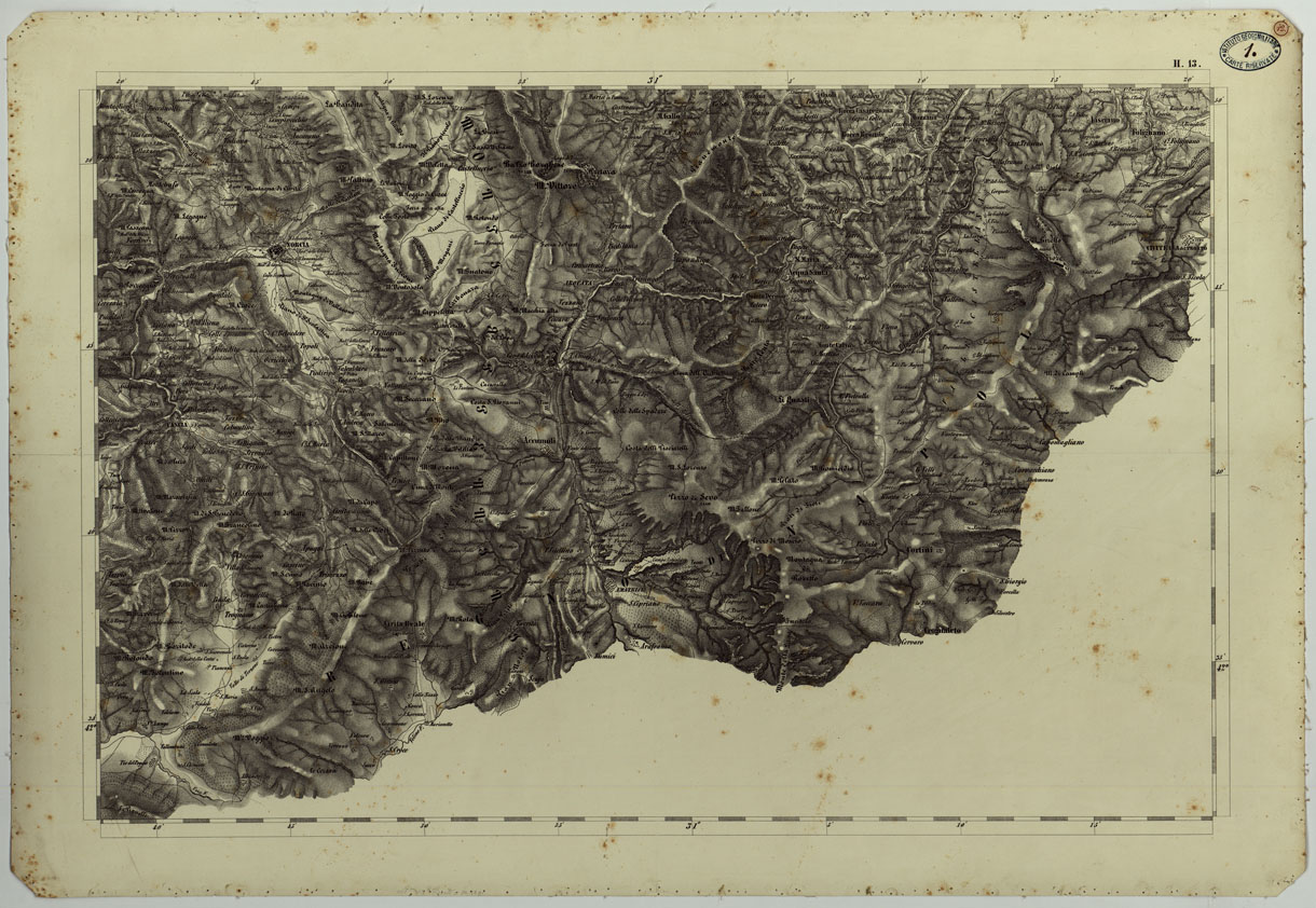 (N:11774) CARTA TOPOGRAFICA DELLA LOMBARDIA, DEL VENETO E DELL'ITALIA CENTRALE - CARTA DEGLI EX DUCATI DI PARMA, PIACENZA E MODENA  - H.13 (CA004328) Carte e stampe antiche: riproduzione a colori su carta (formato A1)