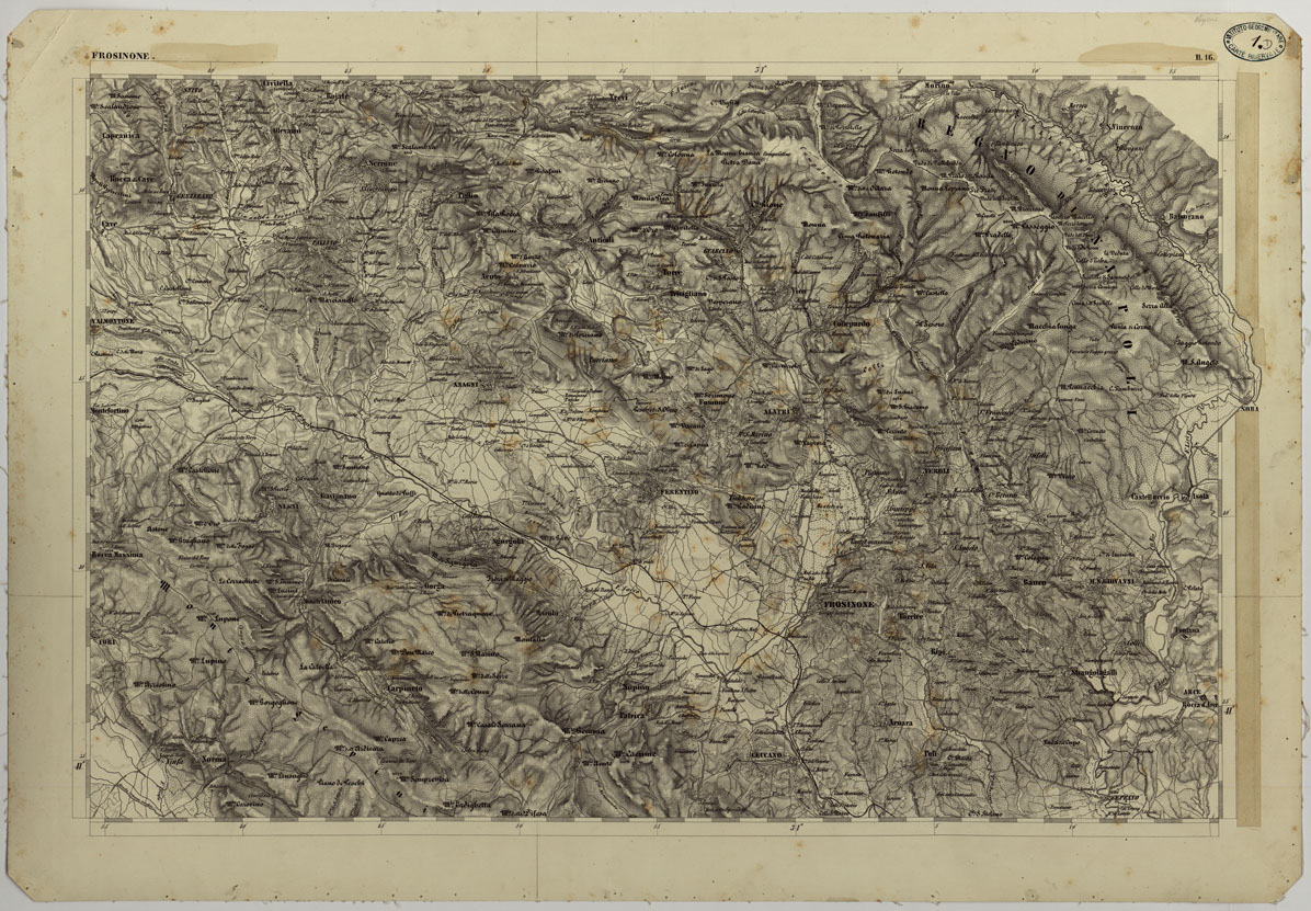 (N:11777) CARTA TOPOGRAFICA DELLA LOMBARDIA, DEL VENETO E DELL'ITALIA CENTRALE - CARTA DEGLI EX DUCATI DI PARMA, PIACENZA E MODENA - H.16 FROSINONE (CA004331) Carte e stampe antiche: riproduzione a colori su carta (formato A1)