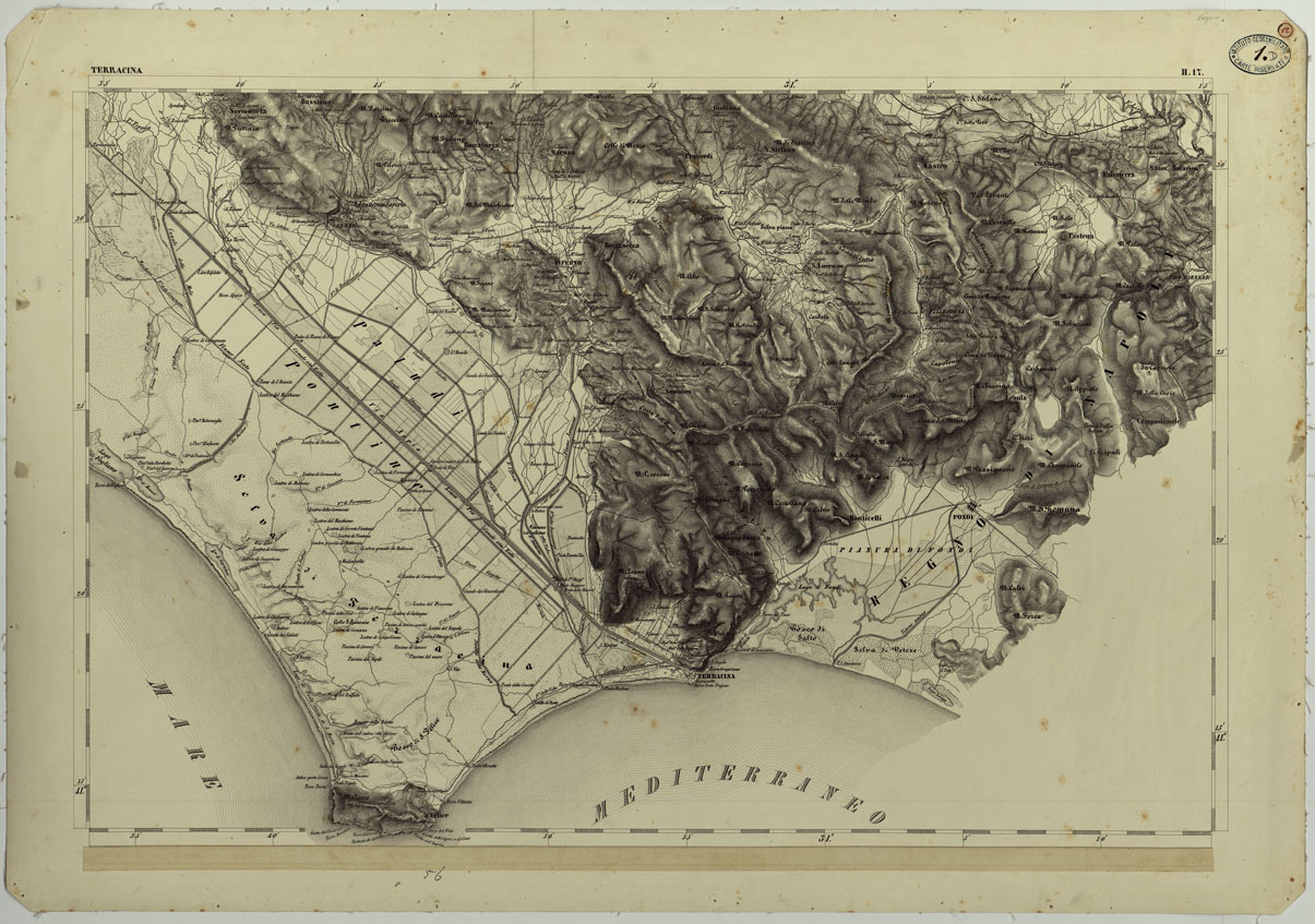 (N:11778) CARTA TOPOGRAFICA DELLA LOMBARDIA, DEL VENETO E DELL'ITALIA CENTRALE - CARTA DEGLI EX DUCATI DI PARMA, PIACENZA E MODENA - H.17 TERRACINA (CA004332) Carte e stampe antiche: riproduzione a colori su carta (formato A1)