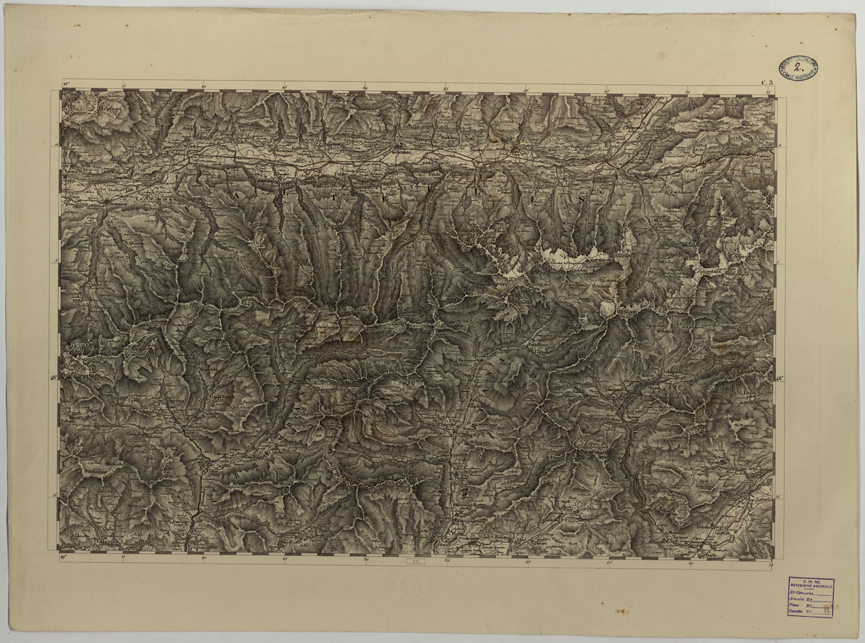 (N:14719) CARTA TOPOGRAFICA DEL REGNO LOMBARDO-VENETO COSTRUTTA SOPRA MISURE ASTRONOMICO-TRIGONOMETRICHE ED INCISA A MILANO NELL'ISTITUTO GEOGRAFICO MILITARE DELL'I.R. STATO MAGGIORE GENARALE AUSTRIACO PUBBLICATA NELL'ANNO - C.3 (CA004347) Carte e stampe antiche: riproduzione a colori su carta (formato A1)
