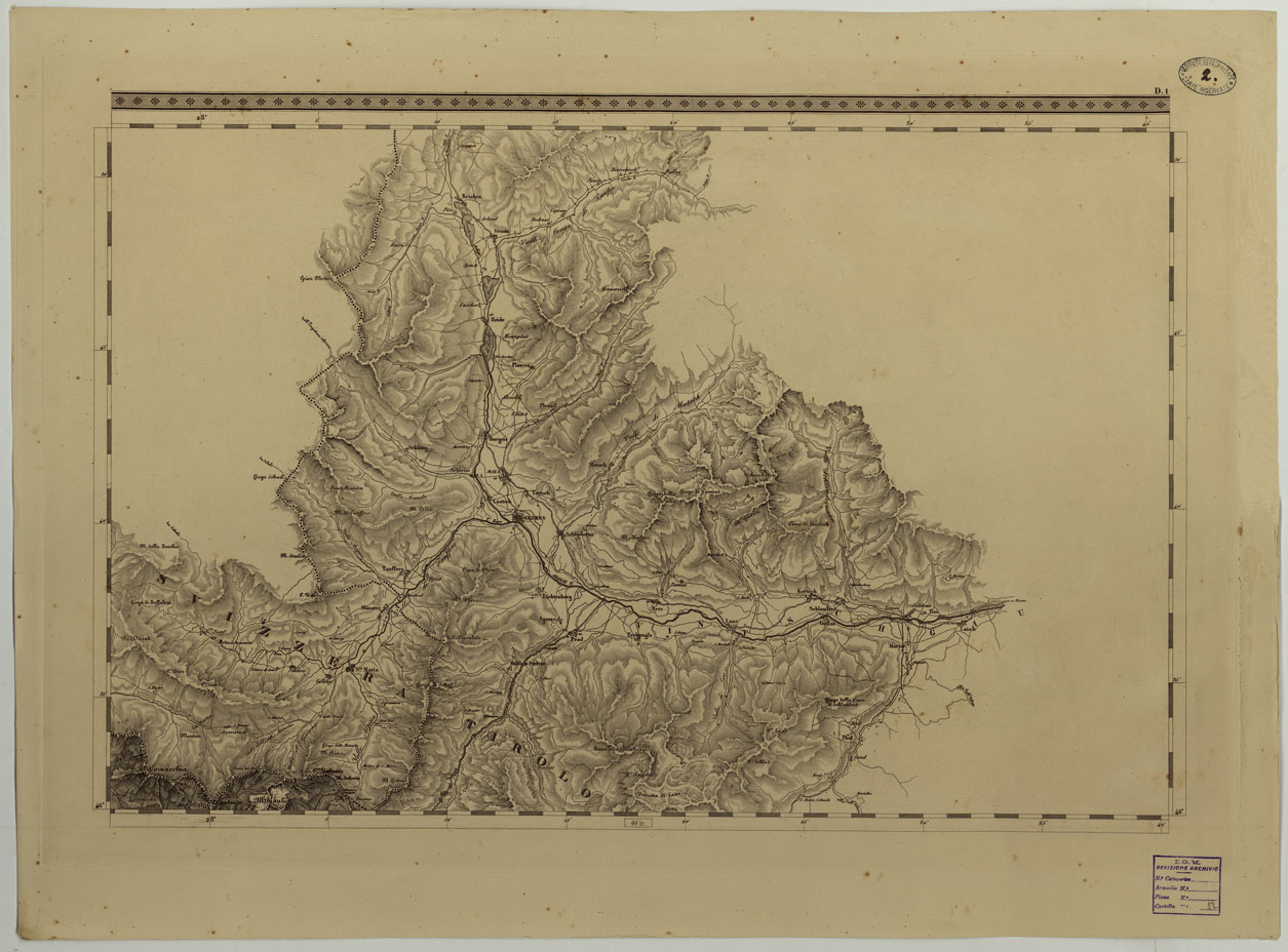 (N:14723) CARTA TOPOGRAFICA DEL REGNO LOMBARDO-VENETO COSTRUTTA SOPRA MISURE ASTRONOMICO-TRIGONOMETRICHE ED INCISA A MILANO NELL'ISTITUTO GEOGRAFICO MILITARE DELL'I.R. STATO MAGGIORE GENARALE AUSTRIACO PUBBLICATA NELL'ANNO - D.1 (CA004351) Carte e stampe antiche: riproduzione a colori su carta (formato A1)