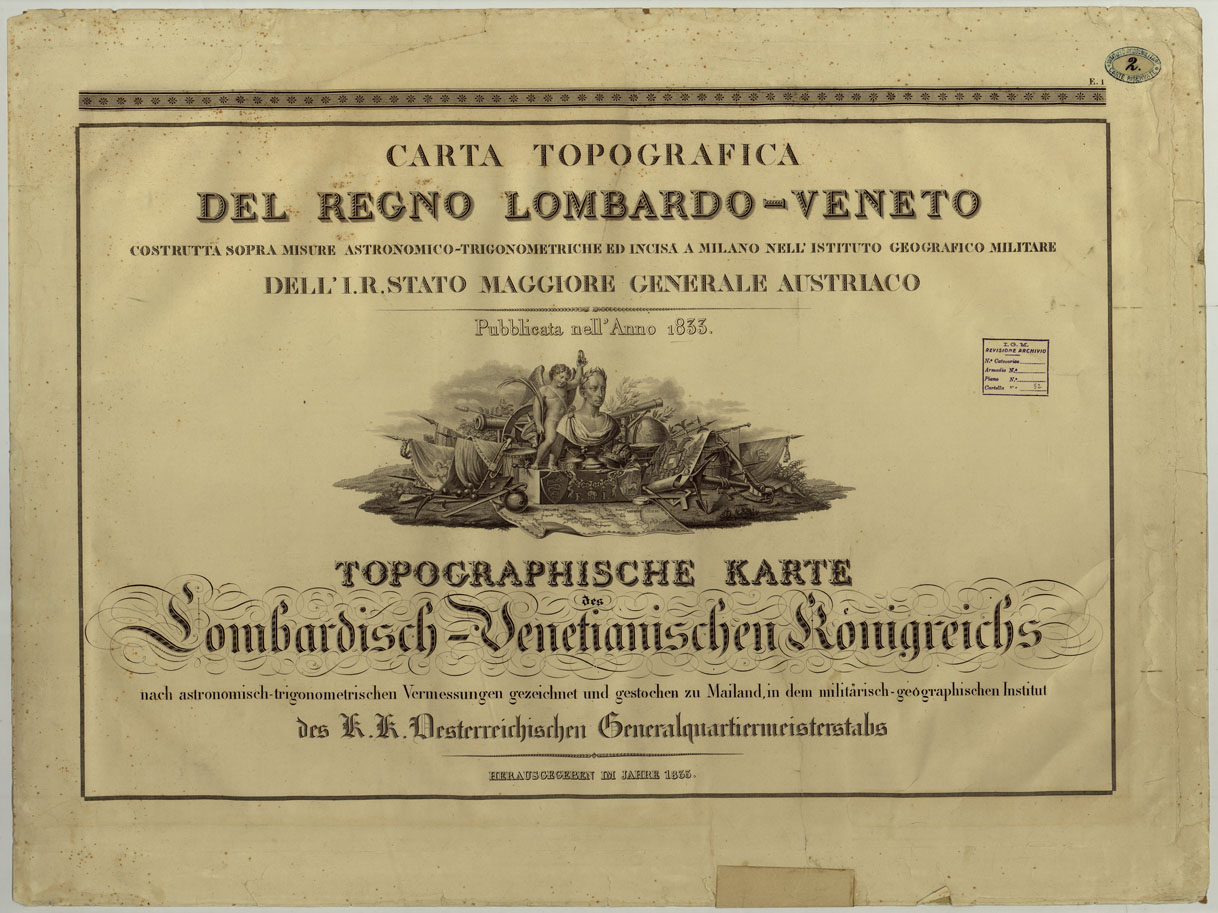 (N:14731) CARTA TOPOGRAFICA DEL REGNO LOMBARDO-VENETO COSTRUTTA SOPRA MISURE ASTRONOMICO-TRIGONOMETRICHE ED INCISA A MILANO NELL'ISTITUTO GEOGRAFICO MILITARE DELL'I.R. STATO MAGGIORE GENARALE AUSTRIACO PUBBLICATA NELL'ANNO 1833 (CA004357) Carte e stampe antiche: riproduzione a colori su carta (formato A1)