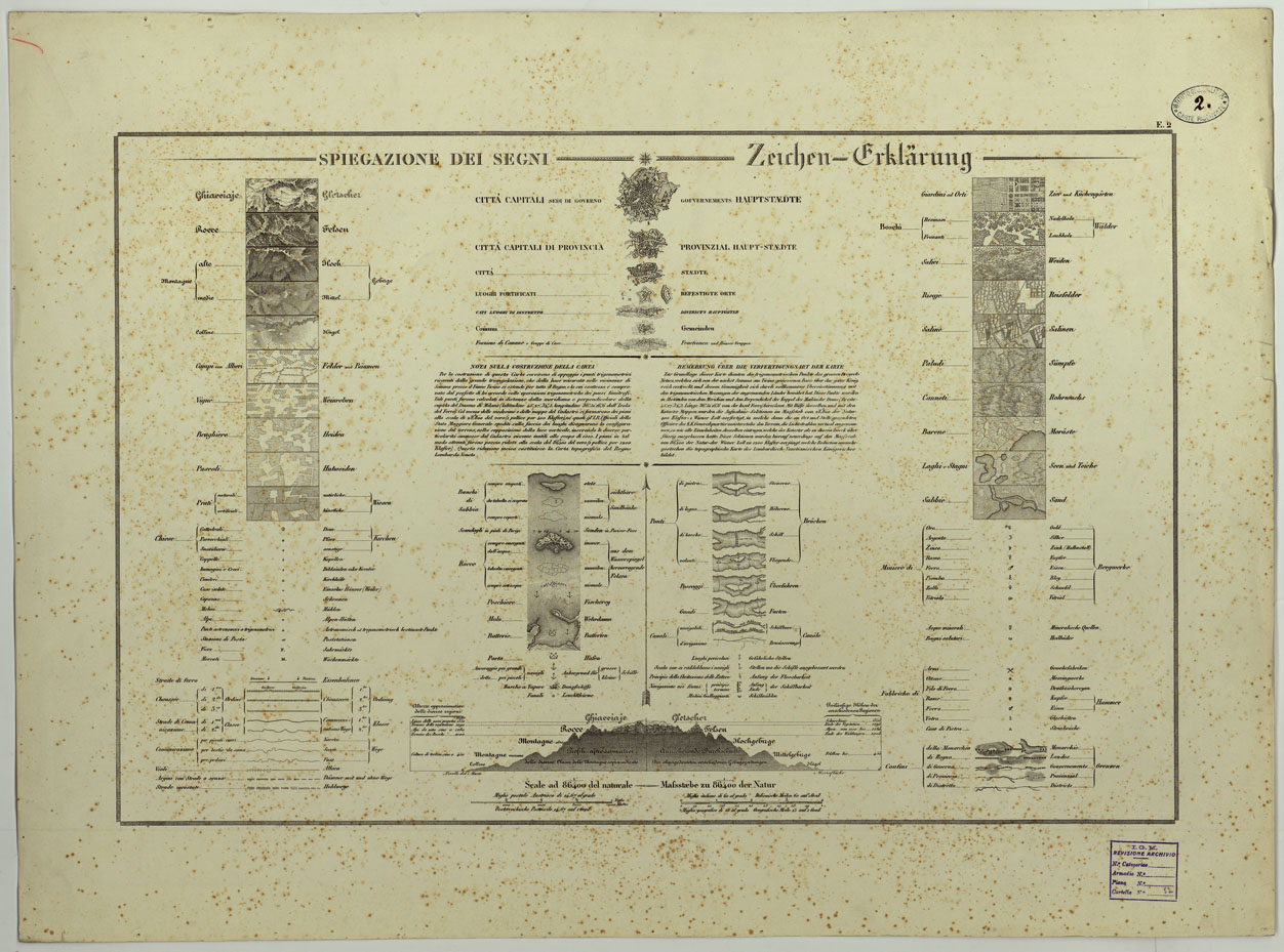 (N:14732) CARTA TOPOGRAFICA DEL REGNO LOMBARDO-VENETO COSTRUTTA SOPRA MISURE ASTRONOMICO-TRIGONOMETRICHE ED INCISA A MILANO NELL'ISTITUTO GEOGRAFICO MILITARE DELL'I.R. STATO MAGGIORE GENARALE AUSTRIACO PUBBLICATA NELL'ANNO - E.2 SEGNI CONVENZIONALI (CA004358) Carte e stampe antiche: riproduzione a colori su carta (formato A1)
