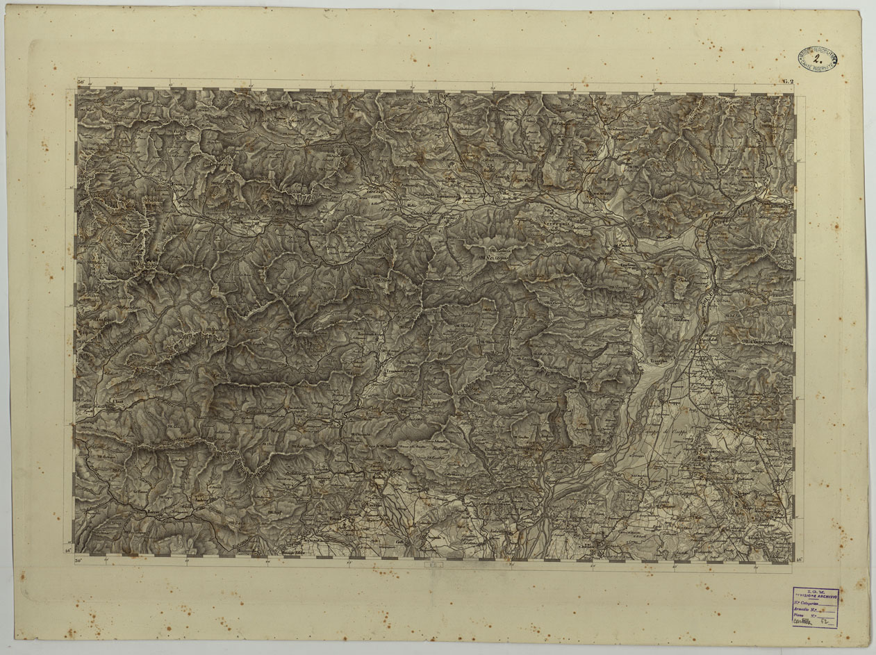 (N:14746) CARTA TOPOGRAFICA DEL REGNO LOMBARDO-VENETO COSTRUTTA SOPRA MISURE ASTRONOMICO-TRIGONOMETRICHE ED INCISA A MILANO NELL'ISTITUTO GEOGRAFICO MILITARE DELL'I.R. STATO MAGGIORE GENARALE AUSTRIACO PUBBLICATA NELL'ANNO - G.2 (CA004370) Carte e stampe antiche: riproduzione a colori su carta (formato A1)