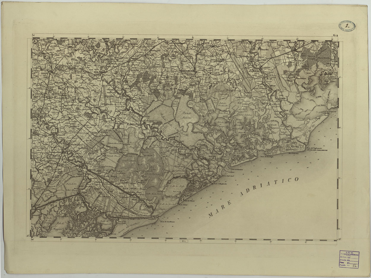 (N:14748) CARTA TOPOGRAFICA DEL REGNO LOMBARDO-VENETO COSTRUTTA SOPRA MISURE ASTRONOMICO-TRIGONOMETRICHE ED INCISA A MILANO NELL'ISTITUTO GEOGRAFICO MILITARE DELL'I.R. STATO MAGGIORE GENARALE AUSTRIACO PUBBLICATA NELL'ANNO - G.4 (CA004372) Carte e stampe antiche: riproduzione a colori su carta (formato A1)