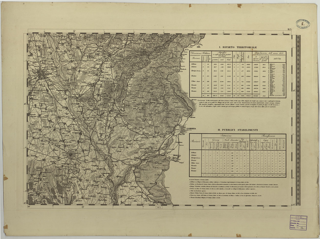 (N:14751) CARTA TOPOGRAFICA DEL REGNO LOMBARDO-VENETO COSTRUTTA SOPRA MISURE ASTRONOMICO-TRIGONOMETRICHE ED INCISA A MILANO NELL'ISTITUTO GEOGRAFICO MILITARE DELL'I.R. STATO MAGGIORE GENARALE AUSTRIACO PUBBLICATA NELL'ANNO - H.3 (CA004375) Carte e stampe antiche: riproduzione a colori su carta (formato A1)