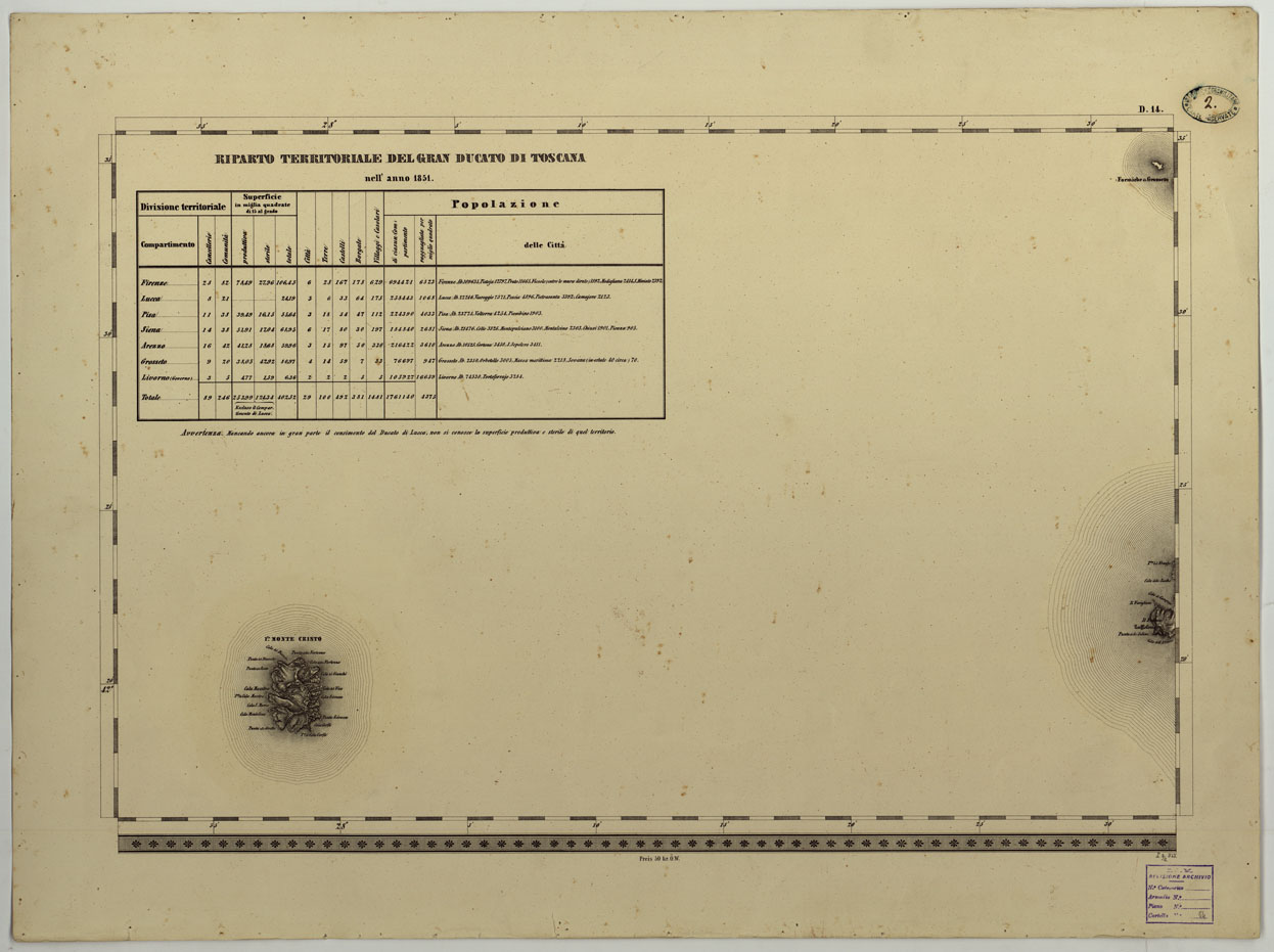 (N:8082) CARTA TOPOGRAFICA DELLO STATO PONTIFICIO E DEL GRAN-DUCATO DI TOSCANA COSTRUTTA SOPRA MISURE ASTRONOMICO TRIGONOMETRICHE ED INCISA SOPRA PIETRA A VIENNA NELL'I.R. ISTITUTO GEOGRAFICO MILITARE - FOGLIO D.14 (CA004451) Carte e stampe antiche: riproduzione a colori su carta (formato A1)
