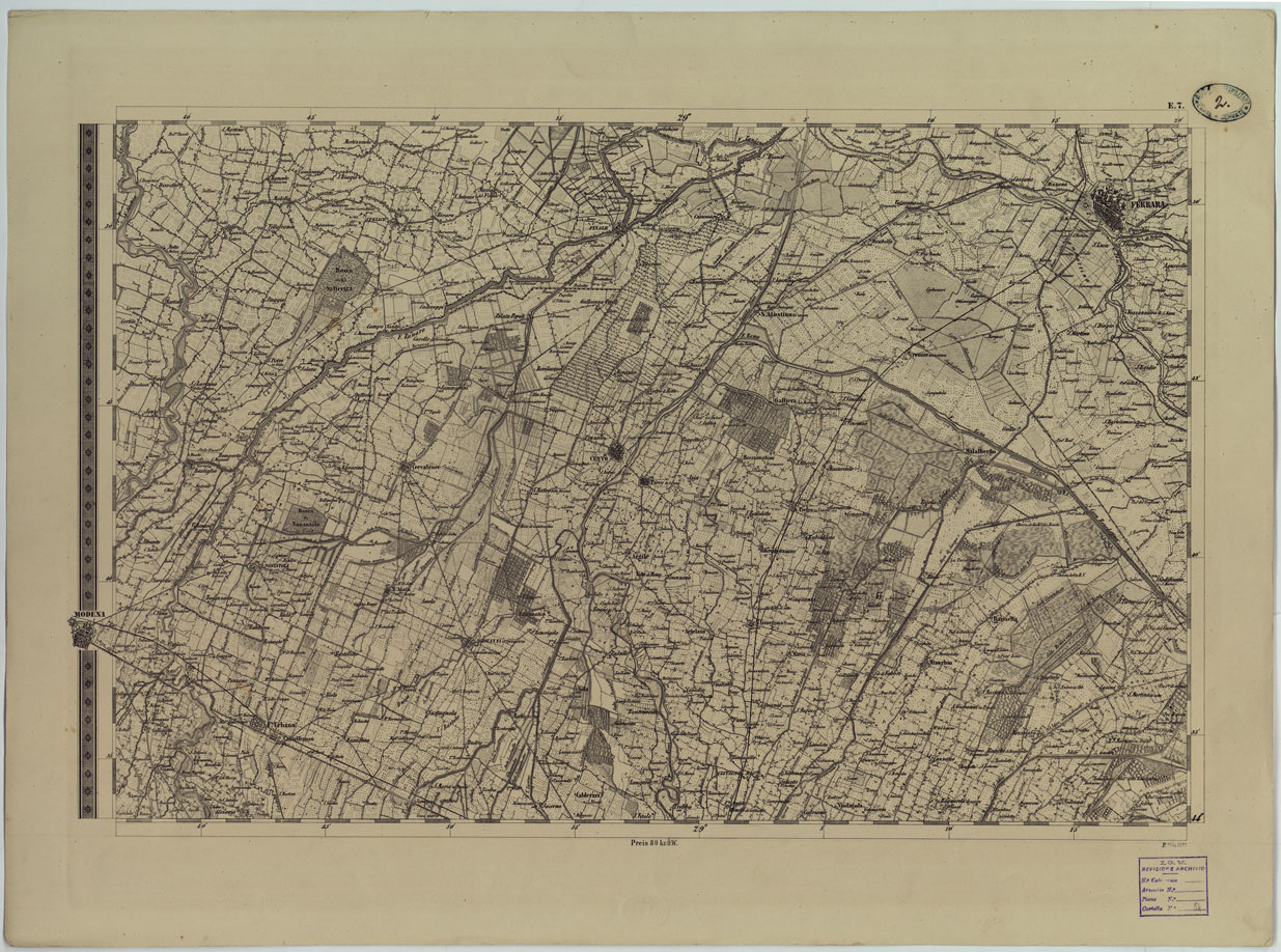 (N:8084) CARTA TOPOGRAFICA DELLO STATO PONTIFICIO E DEL GRAN-DUCATO DI TOSCANA COSTRUTTA SOPRA MISURE ASTRONOMICO TRIGONOMETRICHE ED INCISA SOPRA PIETRA A VIENNA NELL'I.R. ISTITUTO GEOGRAFICO MILITARE - FOGLIO E.7 (CA004453) Carte e stampe antiche: riproduzione a colori su carta (formato A1)