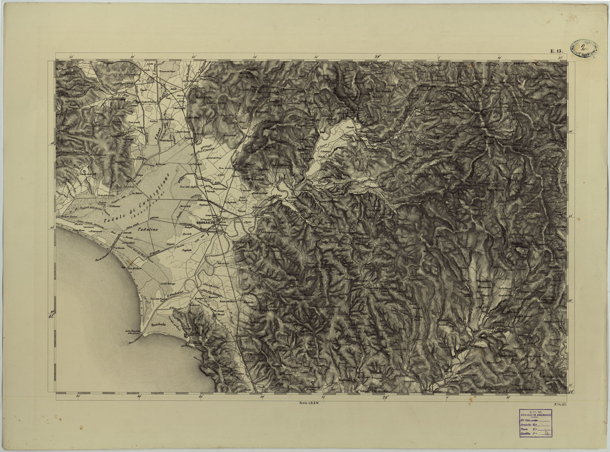 (N:8088) CARTA TOPOGRAFICA DELLO STATO PONTIFICIO E DEL GRAN-DUCATO DI TOSCANA COSTRUTTA SOPRA MISURE ASTRONOMICO TRIGONOMETRICHE ED INCISA SOPRA PIETRA A VIENNA NELL'I.R. ISTITUTO GEOGRAFICO MILITARE - FOGLIO E.13 (CA004459) Carte e stampe antiche: riproduzione a colori su carta (formato A1)