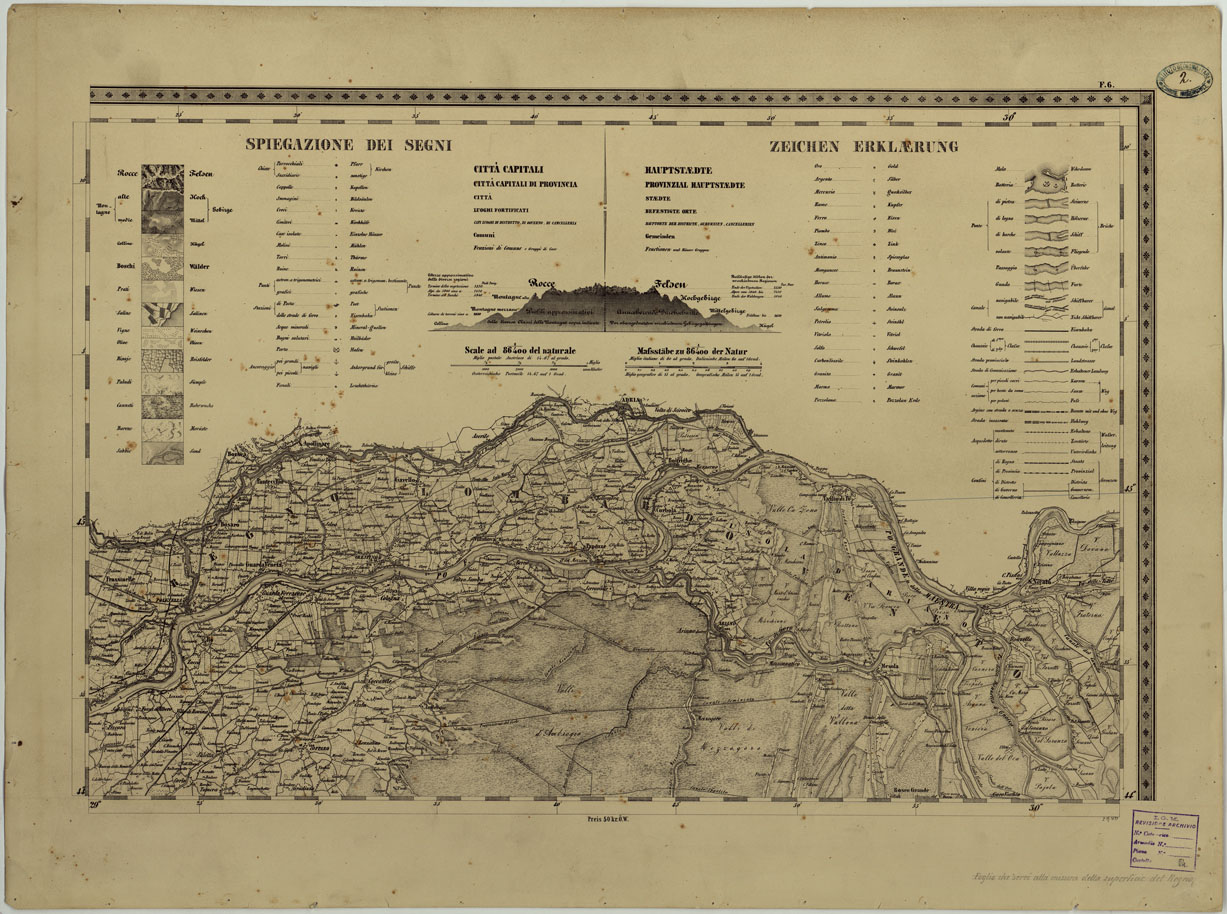 (N:8125) CARTA TOPOGRAFICA DELLO STATO PONTIFICIO E DEL GRAN-DUCATO DI TOSCANA COSTRUTTA SOPRA MISURE ASTRONOMICO TRIGONOMETRICHE ED INCISA SOPRA PIETRA A VIENNA NELL'I.R. ISTITUTO GEOGRAFICO MILITARE - FOGLIO F.6 SEGNI CONVENZIONALI (CA004461) Carte e stampe antiche: riproduzione a colori su carta (formato A1)