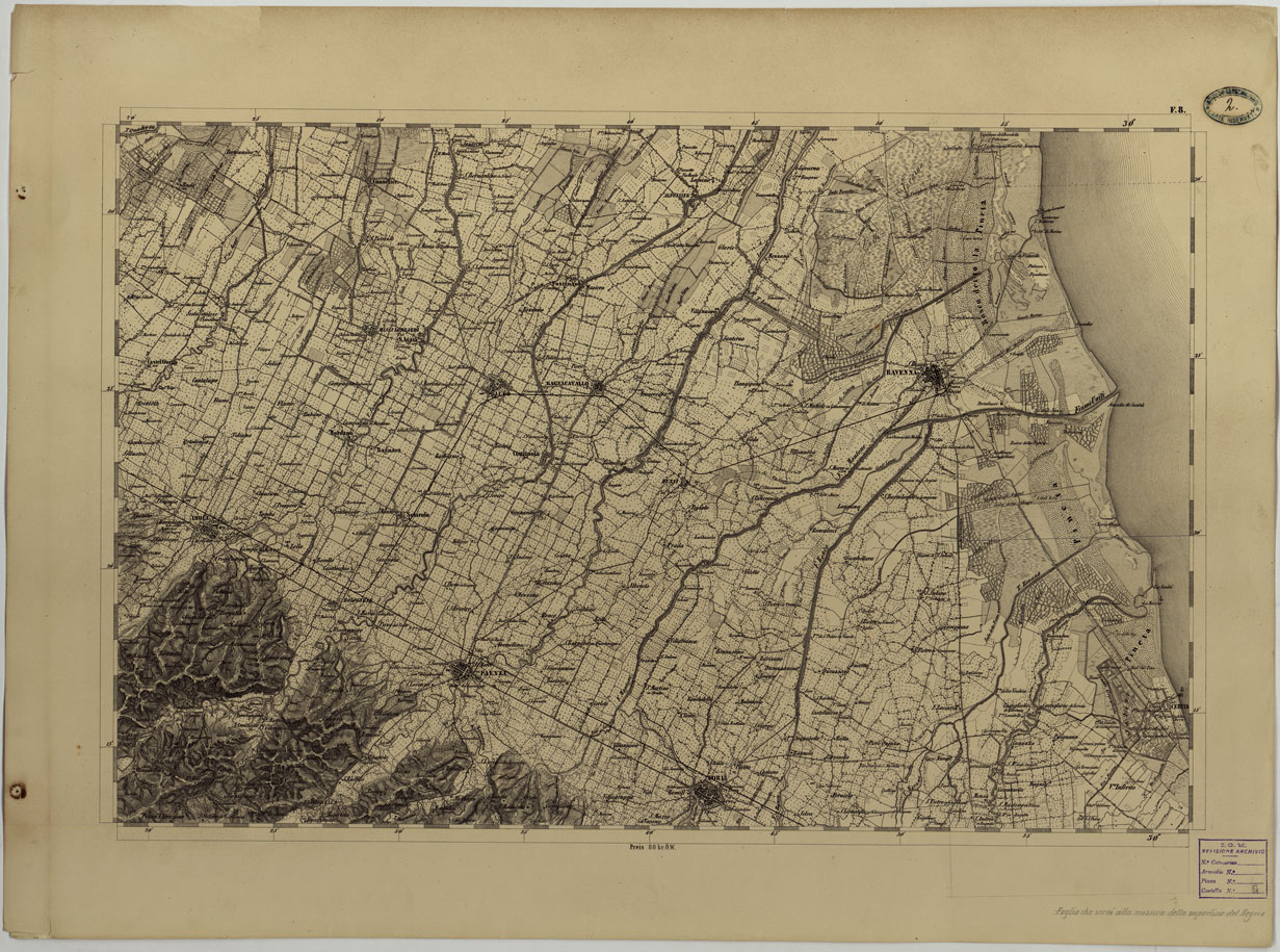 (N:8093) CARTA TOPOGRAFICA DELLO STATO PONTIFICIO E DEL GRAN-DUCATO DI TOSCANA COSTRUTTA SOPRA MISURE ASTRONOMICO TRIGONOMETRICHE ED INCISA SOPRA PIETRA A VIENNA NELL'I.R. ISTITUTO GEOGRAFICO MILITARE - FOGLIO F.8 (CA004463) Carte e stampe antiche: riproduzione a colori su carta (formato A1)