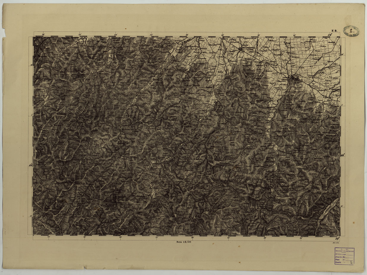 (N:8094) CARTA TOPOGRAFICA DELLO STATO PONTIFICIO E DEL GRAN-DUCATO DI TOSCANA COSTRUTTA SOPRA MISURE ASTRONOMICO TRIGONOMETRICHE ED INCISA SOPRA PIETRA A VIENNA NELL'I.R. ISTITUTO GEOGRAFICO MILITARE - FOGLIO F.9 (CA004464) Carte e stampe antiche: riproduzione a colori su carta (formato A1)