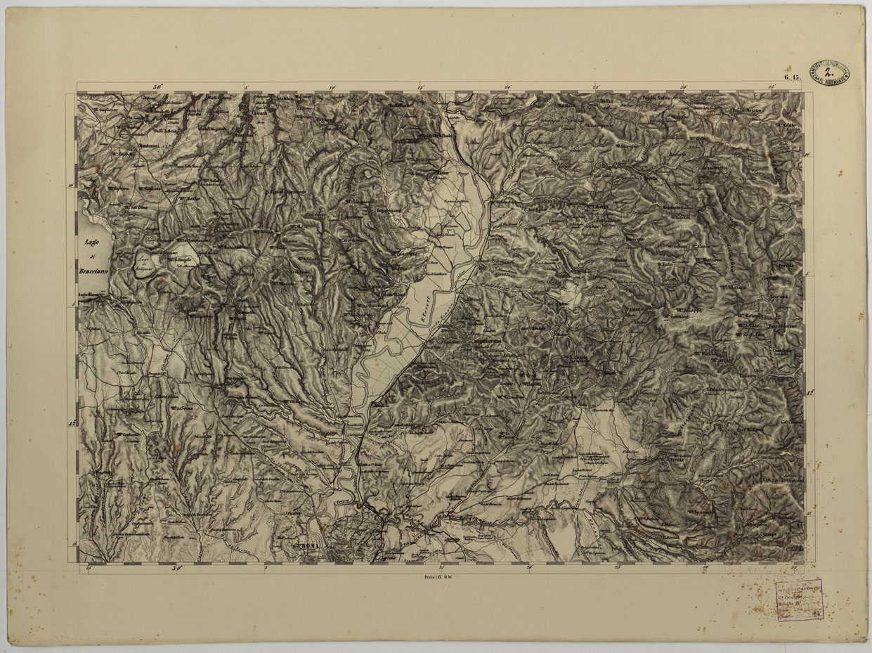 (N:8110) CARTA TOPOGRAFICA DELLO STATO PONTIFICIO E DEL GRAN-DUCATO DI TOSCANA COSTRUTTA SOPRA MISURE ASTRONOMICO TRIGONOMETRICHE ED INCISA SOPRA PIETRA A VIENNA NELL'I.R. ISTITUTO GEOGRAFICO MILITARE - FOGLIO G.15 (CA004480) Carte e stampe antiche: riproduzione a colori su carta (formato A1)