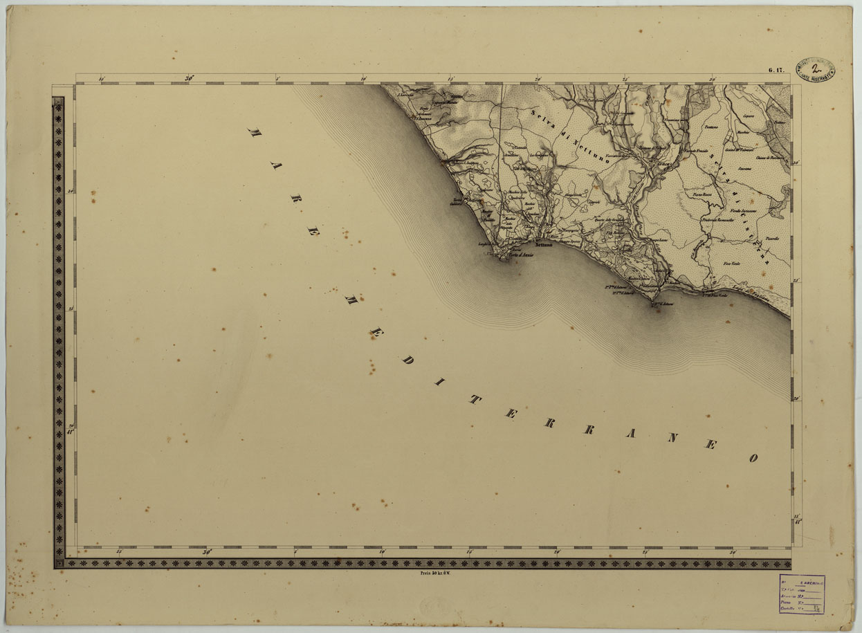 (N:8118) CARTA TOPOGRAFICA DELLO STATO PONTIFICIO E DEL GRAN-DUCATO DI TOSCANA COSTRUTTA SOPRA MISURE ASTRONOMICO TRIGONOMETRICHE ED INCISA SOPRA PIETRA A VIENNA NELL'I.R. ISTITUTO GEOGRAFICO MILITARE - FOGLIO G.17 (CA004482) Carte e stampe antiche: riproduzione a colori su carta (formato A1)