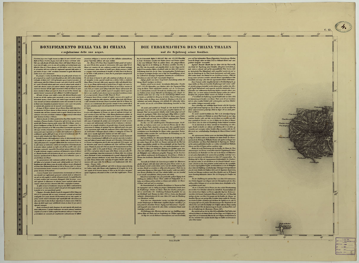 (N:24648) CARTA TOPOGRAFICA DELLO STATO PONTIFICIO E DAL GRAN-DUCATO DI TOSCANA COSTRUTTA SOPRA MISURE ASTRONOMICO TRIGONOMETRICHE CHE ED INCISA SOPRA PIETRA A VIENNA NELL'I.R. ISTITUTO GEOGRAFICO MILITARE PUBBLICATA NELL'ANNO 1851 - FOG. C.13 (CA004497) Carte e stampe antiche: riproduzione a colori su carta (formato A1)