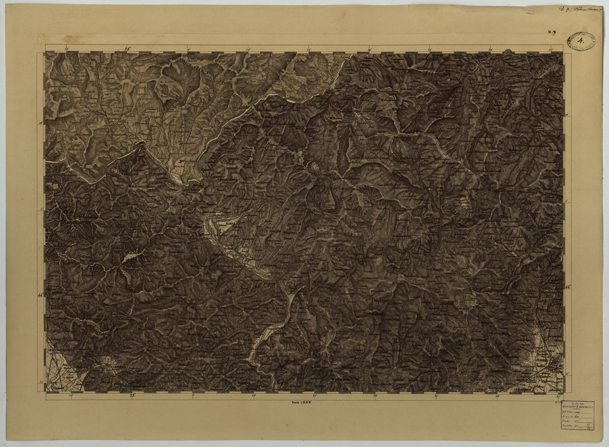 (N:24650) CARTA TOPOGRAFICA DELLO STATO PONTIFICIO E DAL GRAN-DUCATO DI TOSCANA COSTRUTTA SOPRA MISURE ASTRONOMICO TRIGONOMETRICHE CHE ED INCISA SOPRA PIETRA A VIENNA NELL'I.R. ISTITUTO GEOGRAFICO MILITARE PUBBLICATA NELL'ANNO 1851 - FOG. D.9 (CA004499) Carte e stampe antiche: riproduzione a colori su carta (formato A1)