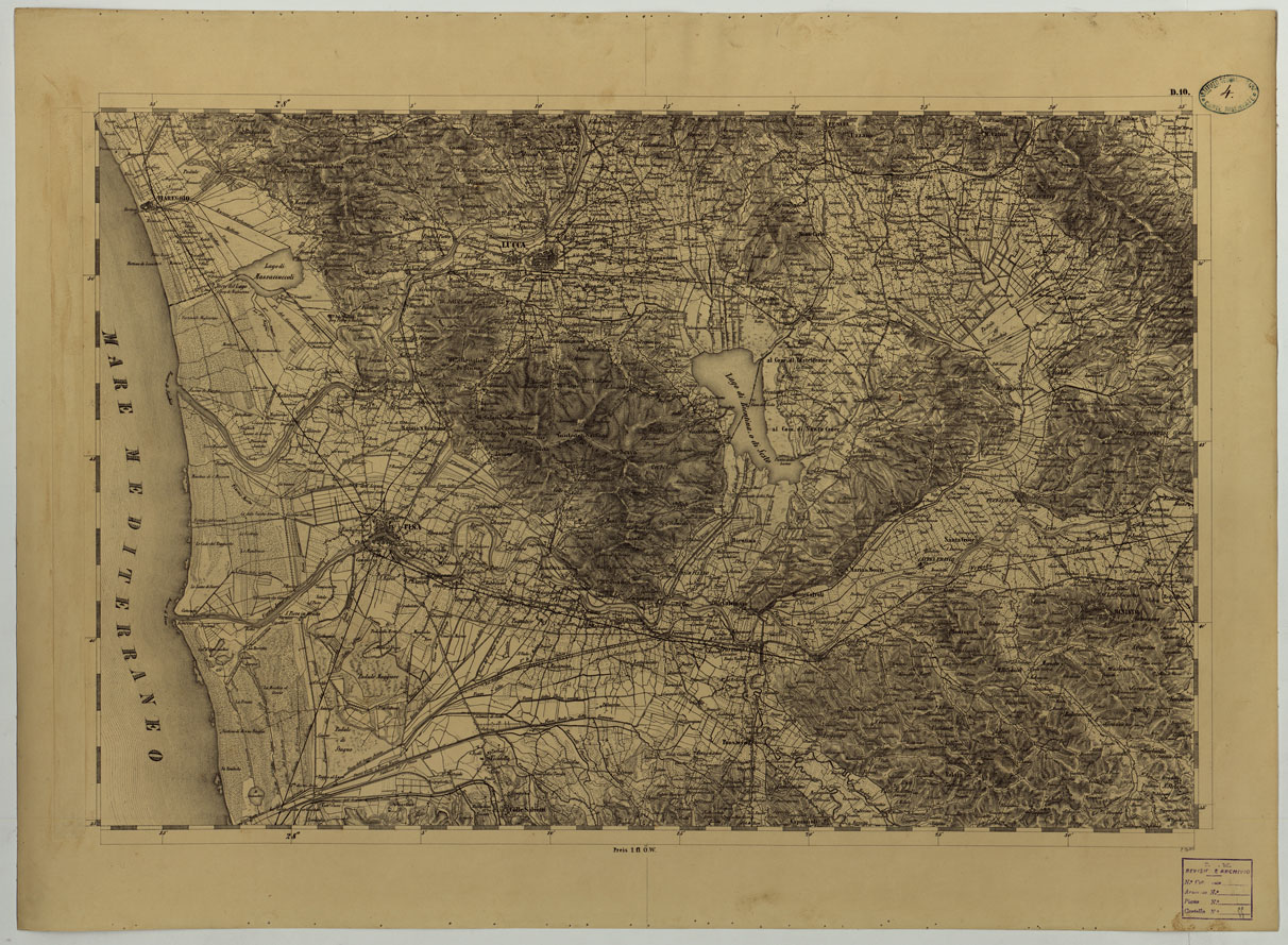 (N:24651) CARTA TOPOGRAFICA DELLO STATO PONTIFICIO E DAL GRAN-DUCATO DI TOSCANA COSTRUTTA SOPRA MISURE ASTRONOMICO TRIGONOMETRICHE CHE ED INCISA SOPRA PIETRA A VIENNA NELL'I.R. ISTITUTO GEOGRAFICO MILITARE PUBBLICATA NELL'ANNO 1851 - FOG. D.10 (CA004500) Carte e stampe antiche: riproduzione a colori su carta (formato A1)