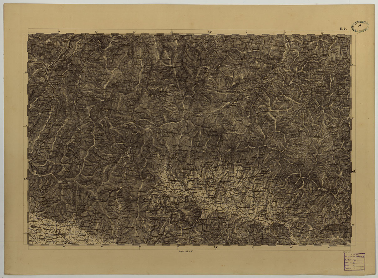 (N:24659) CARTA TOPOGRAFICA DELLO STATO PONTIFICIO E DAL GRAN-DUCATO DI TOSCANA COSTRUTTA SOPRA MISURE ASTRONOMICO TRIGONOMETRICHE CHE ED INCISA SOPRA PIETRA A VIENNA NELL'I.R. ISTITUTO GEOGRAFICO MILITARE PUBBLICATA NELL'ANNO 1851 - FOG. E.9 (CA004508) Carte e stampe antiche: riproduzione a colori su carta (formato A1)