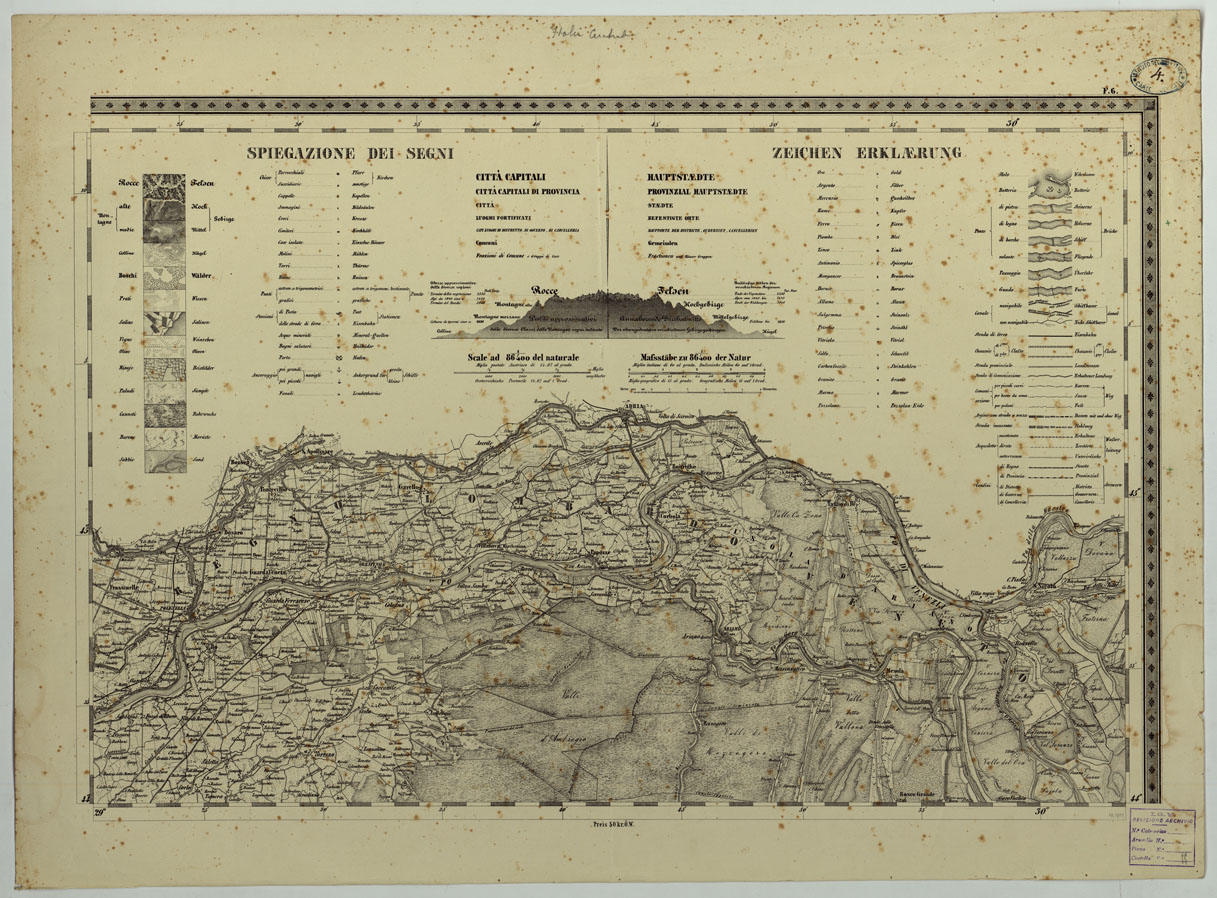 (N:24517) CARTA TOPOGRAFICA DELLO STATO PONTIFICIO E DAL GRAN-DUCATO DI TOSCANA COSTRUTTA SOPRA MISURE ASTRONOMICO TRIGONOMETRICHE CHE ED INCISA SOPRA PIETRA A VIENNA NELL'I.R. ISTITUTO GEOGRAFICO MILITARE PUBBLICATA NELL'ANNO 1851 - FOG. F.6 (CA004514) Carte e stampe antiche: riproduzione a colori su carta (formato A1)