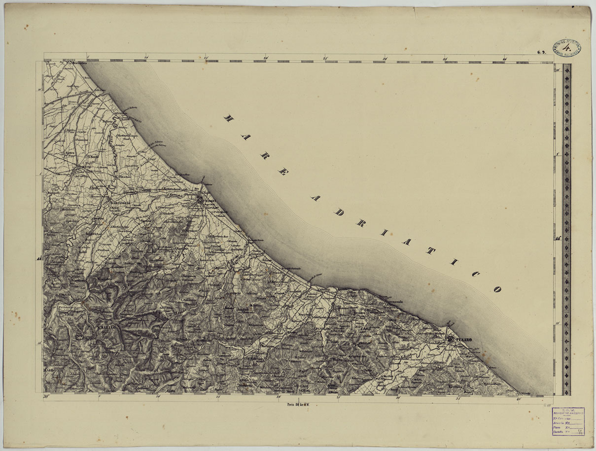 (N:24529) CARTA TOPOGRAFICA DELLO STATO PONTIFICIO E DAL GRAN-DUCATO DI TOSCANA COSTRUTTA SOPRA MISURE ASTRONOMICO TRIGONOMETRICHE CHE ED INCISA SOPRA PIETRA A VIENNA NELL'I.R. ISTITUTO GEOGRAFICO MILITARE PUBBLICATA NELL'ANNO 1851 - FOG. G.9 (CA004526) Carte e stampe antiche: riproduzione a colori su carta (formato A1)