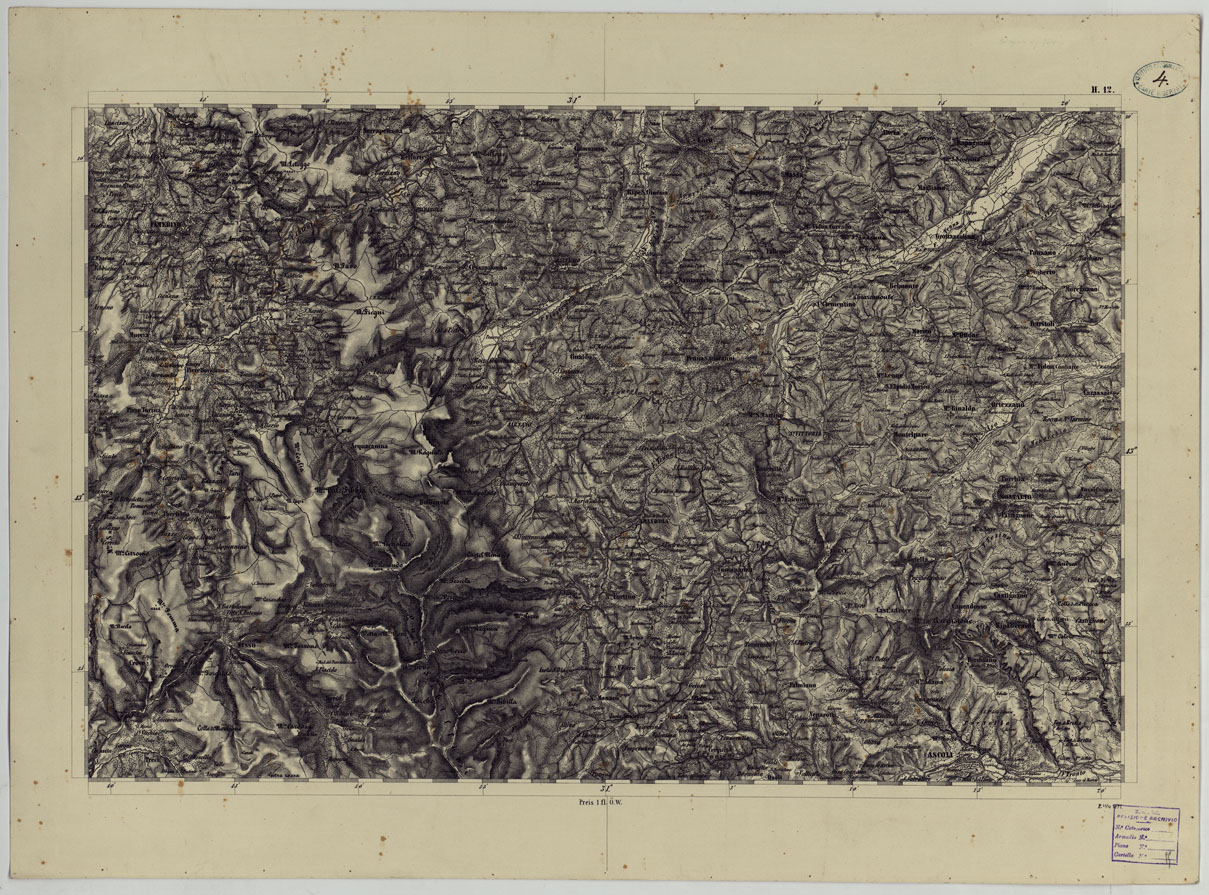 (N:24538) CARTA TOPOGRAFICA DELLO STATO PONTIFICIO E DAL GRAN-DUCATO DI TOSCANA COSTRUTTA SOPRA MISURE ASTRONOMICO TRIGONOMETRICHE CHE ED INCISA SOPRA PIETRA A VIENNA NELL'I.R. ISTITUTO GEOGRAFICO MILITARE PUBBLICATA NELL'ANNO 1851 - FOG. H.12 (CA004535) Carte e stampe antiche: riproduzione a colori su carta (formato A1)